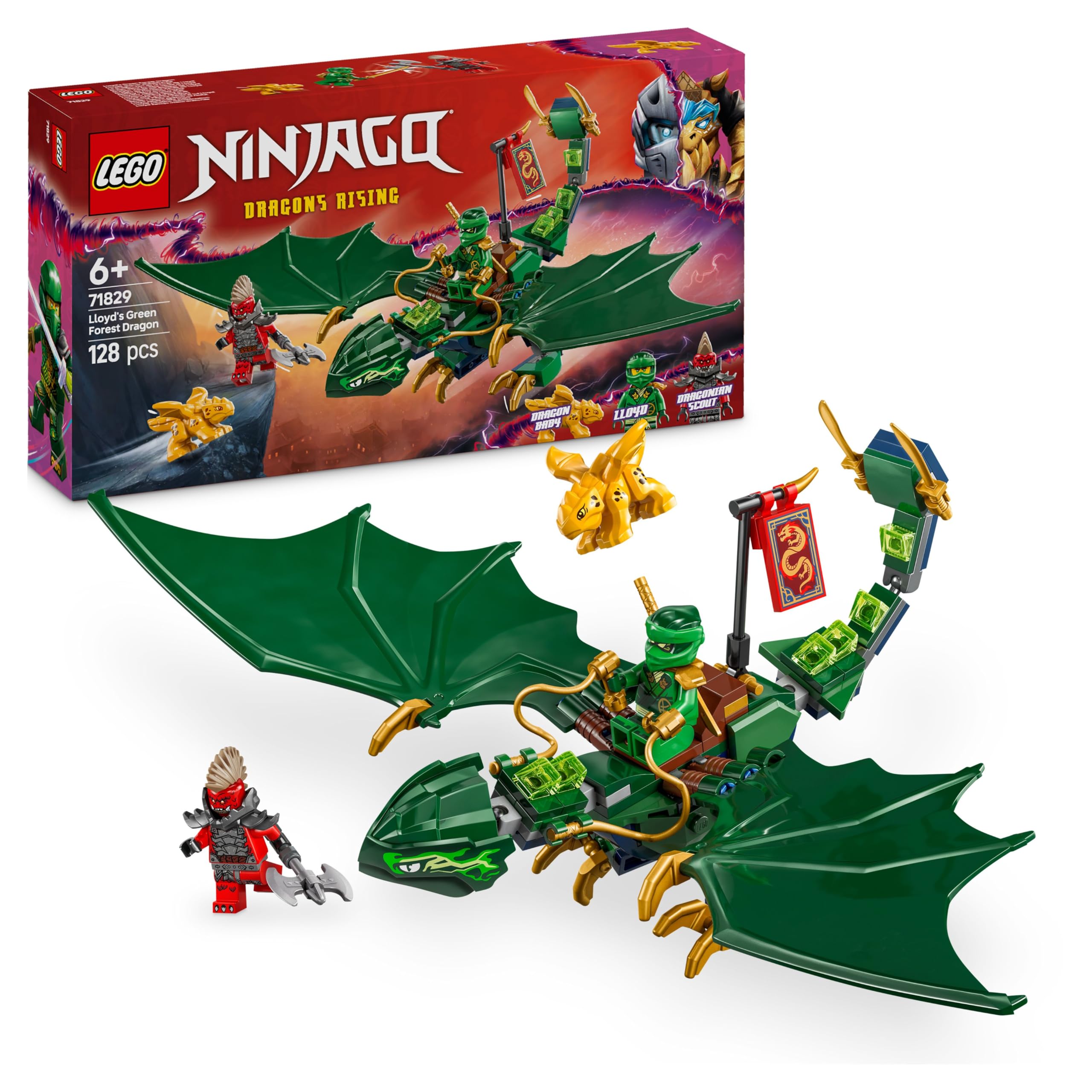 LEGO NINJAGO Lloyd’s Green Forest Dragon 71829 Building Set | Ages 6+ | Includes 2 Minifigures 1
