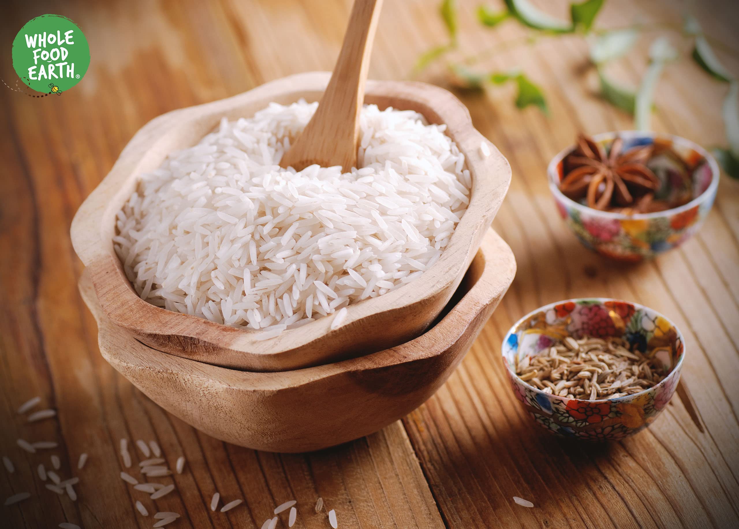 Wholefood Earth Organic White Basmati Rice - Long Grain Fluffy Texture | 1kg 3