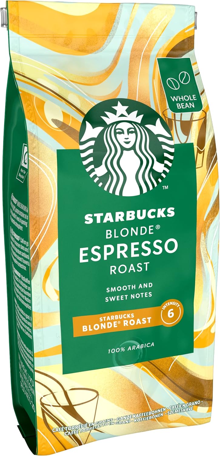 STARBUCKS Blonde Espresso Roast - Whole Bean Coffee 200g (Pack of 6) 6