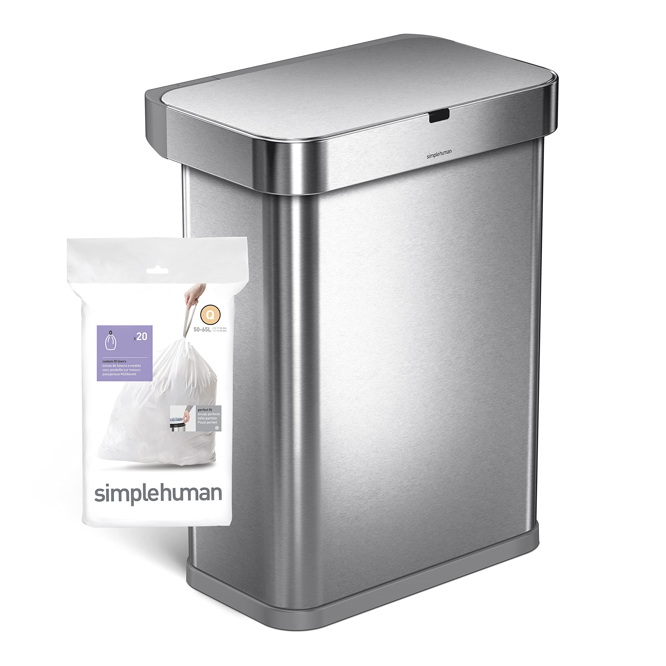 simplehuman Code Q Custom Fit Bin Liners - 17 Gallon Capacity, White Plastic (20 Count) 5