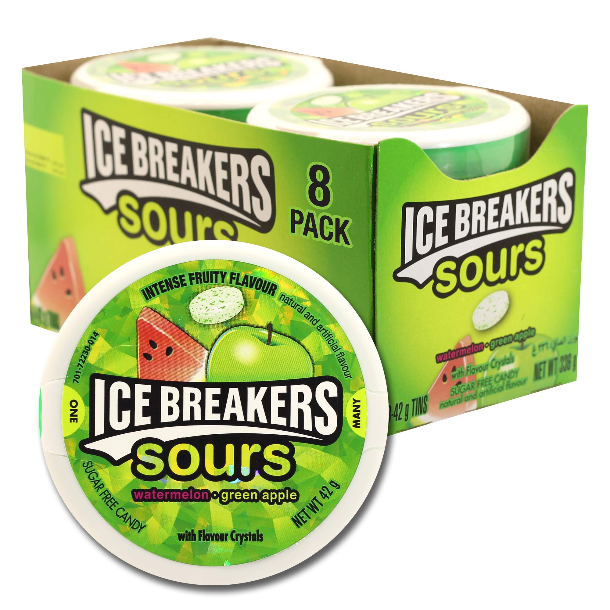 Reese's Ice Breakers Sours Sugar Free Mints - Watermelon & Green Apple Flavor | 8 x 42g Travel Packs 1