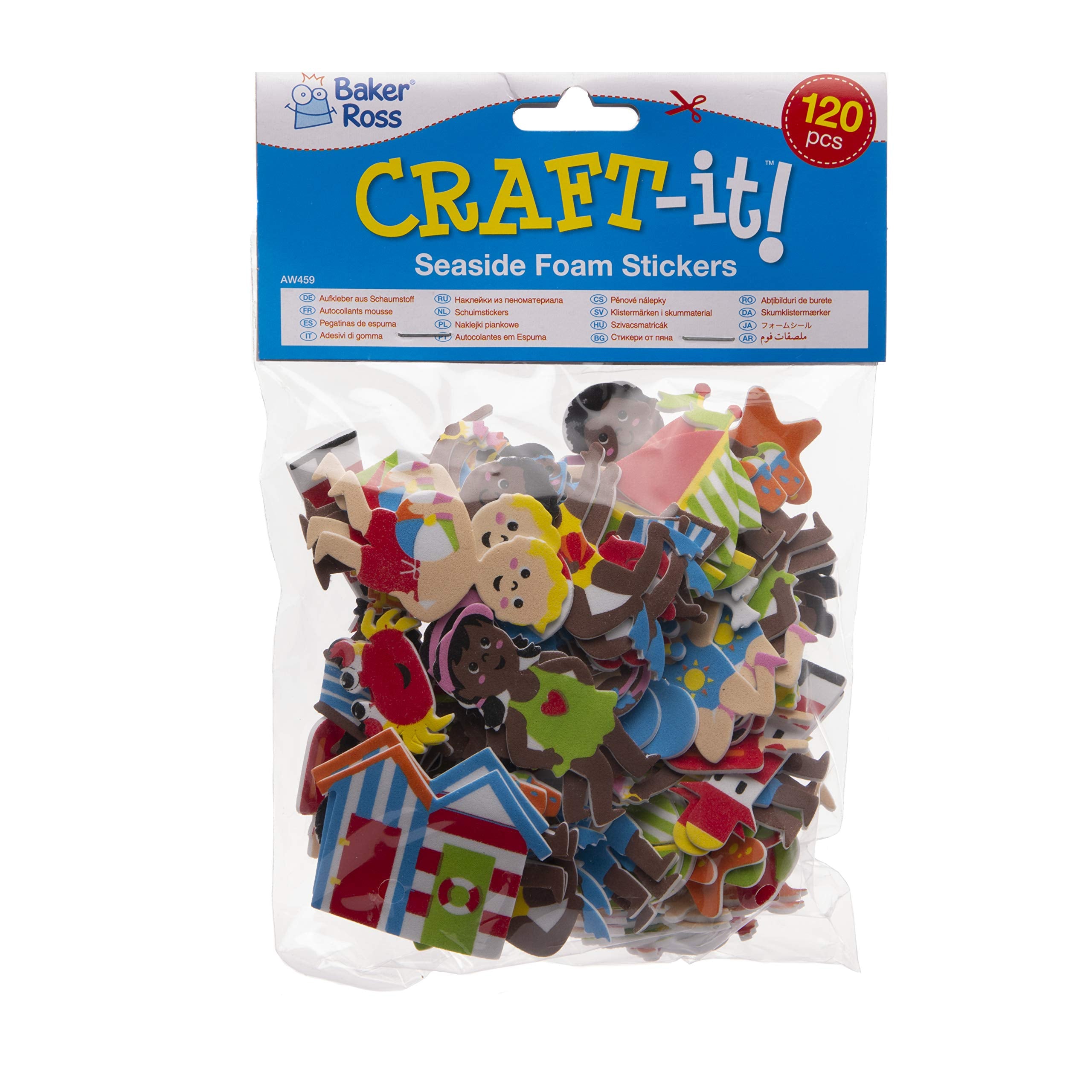 Baker Ross Seaside Foam Stickers - Pack of 120 | Assorted Colours | Ages 3-10 3
