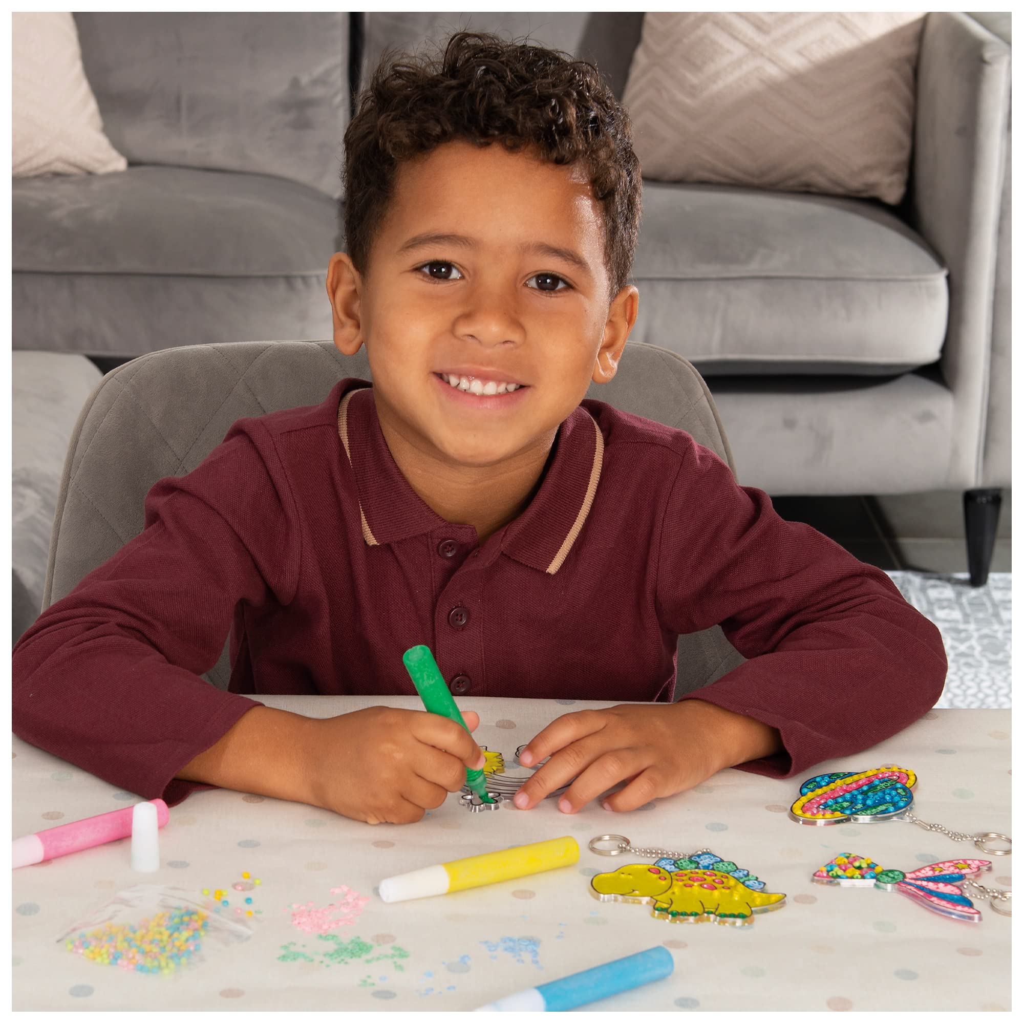 Galt Suncatcher Keyrings Craft Kit - Ages 6+ | Includes 4 Shapes & Paint