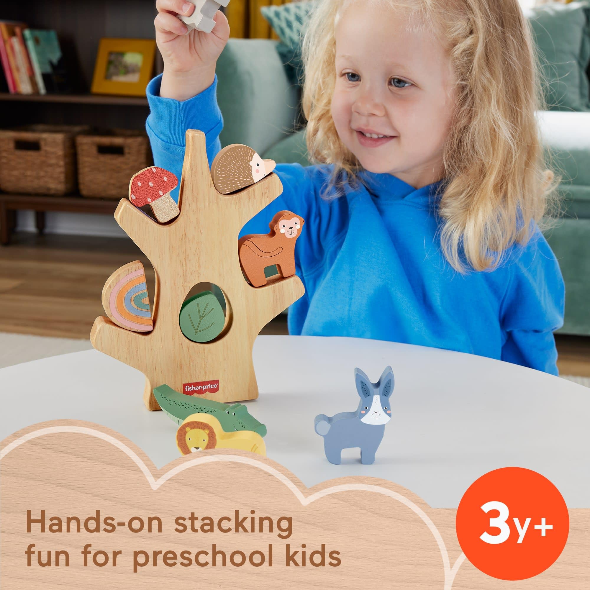 Fisher-Price Wooden Balance Tree Toy - Stacking & Balancing Play for Kids 3+ 6