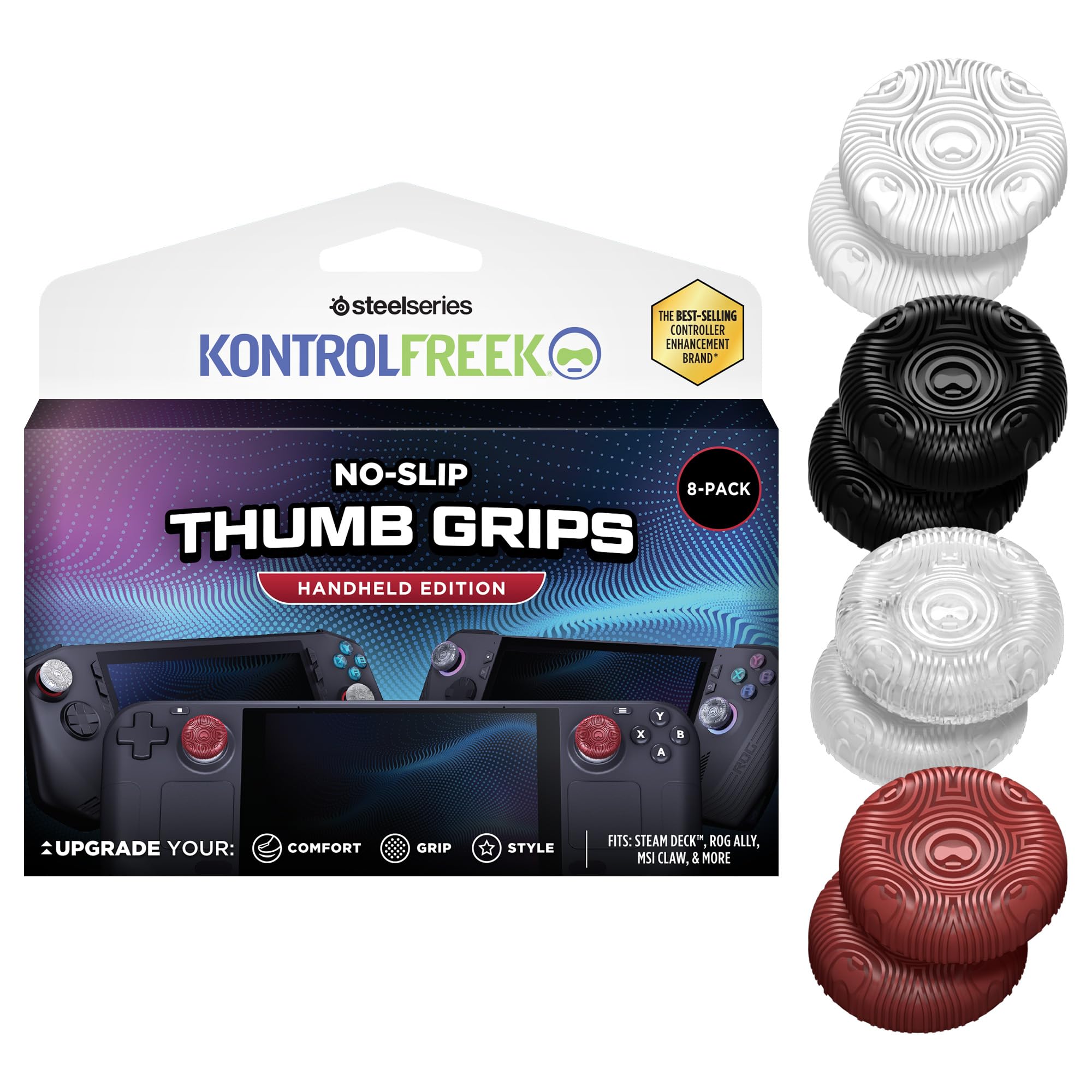 KontrolFreek Portable Thumb Grips - Universal Edition for Handheld Gaming | White, Clear, Red, Black 1