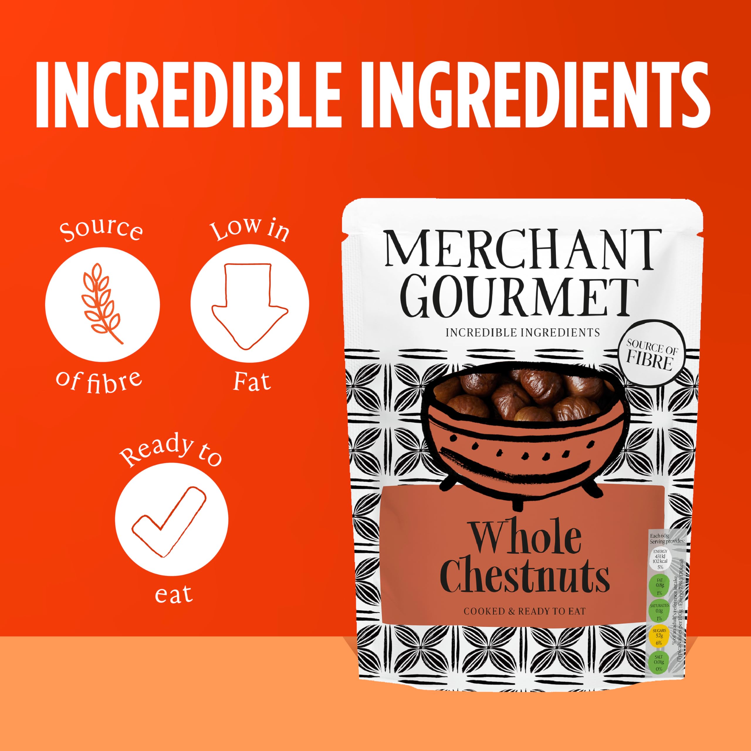 Merchant Gourmet Whole Cooked Chestnuts - Ready to Eat, 1.26kg Pack 3