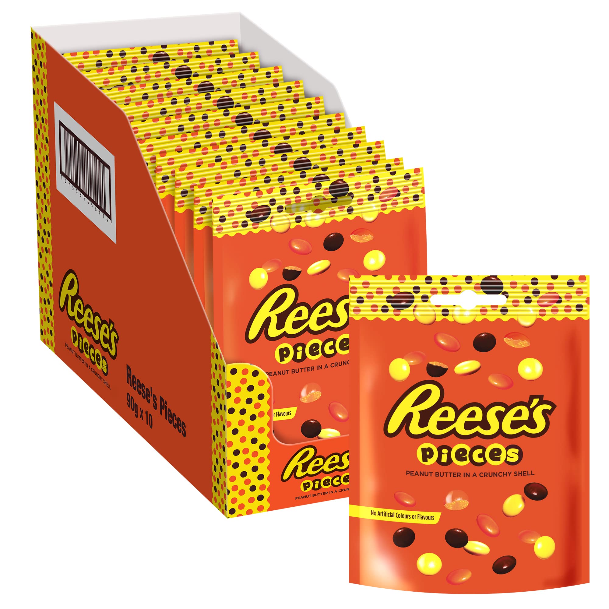 Reese's Pieces Peanut Butter in Crunchy Shell 90g Pouch (Pack of 10) 3