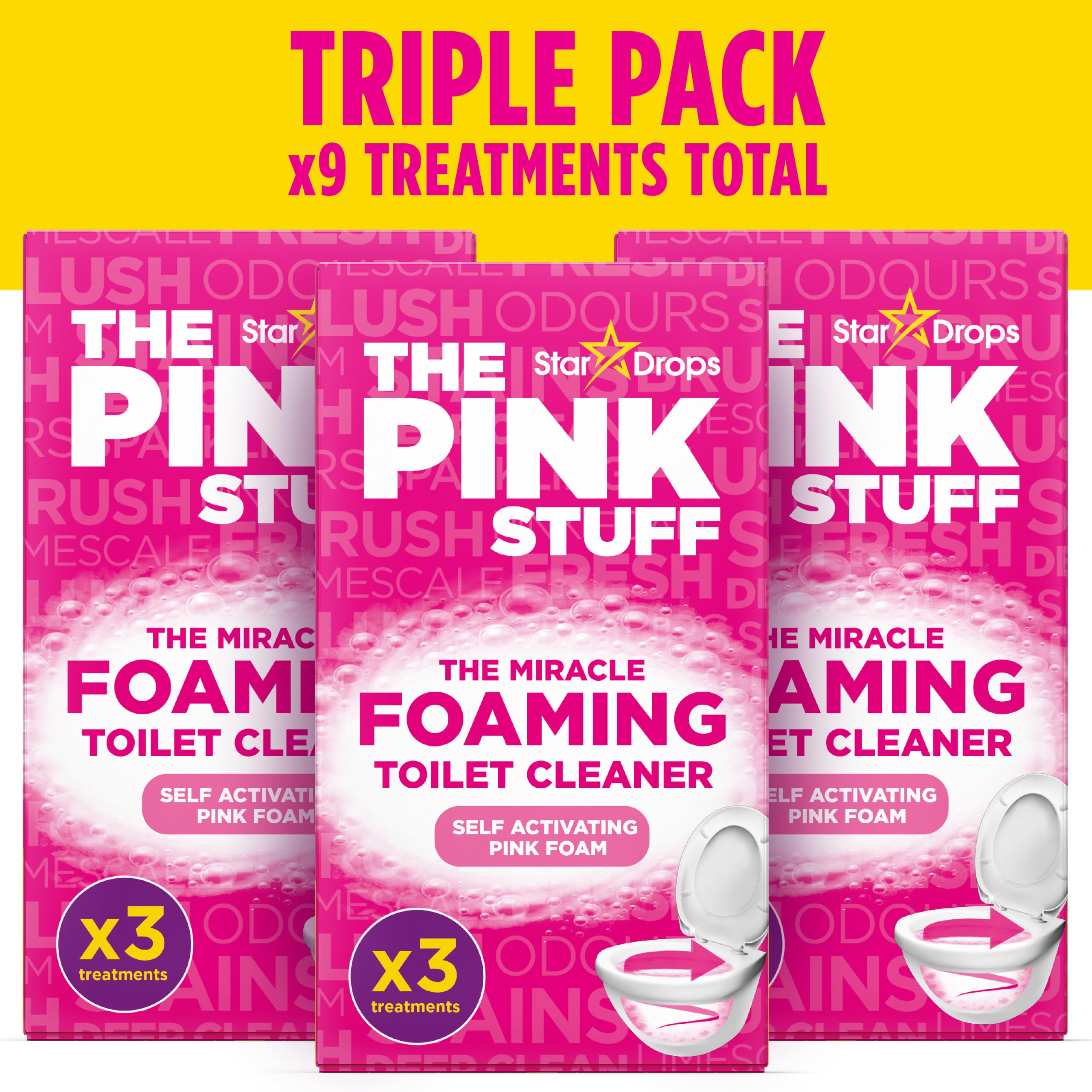 Stardrops The Pink Stuff Miracle Power Foaming Toilet Cleaner - Triple Pack | 900g Total Weight | Fruit Scent 2