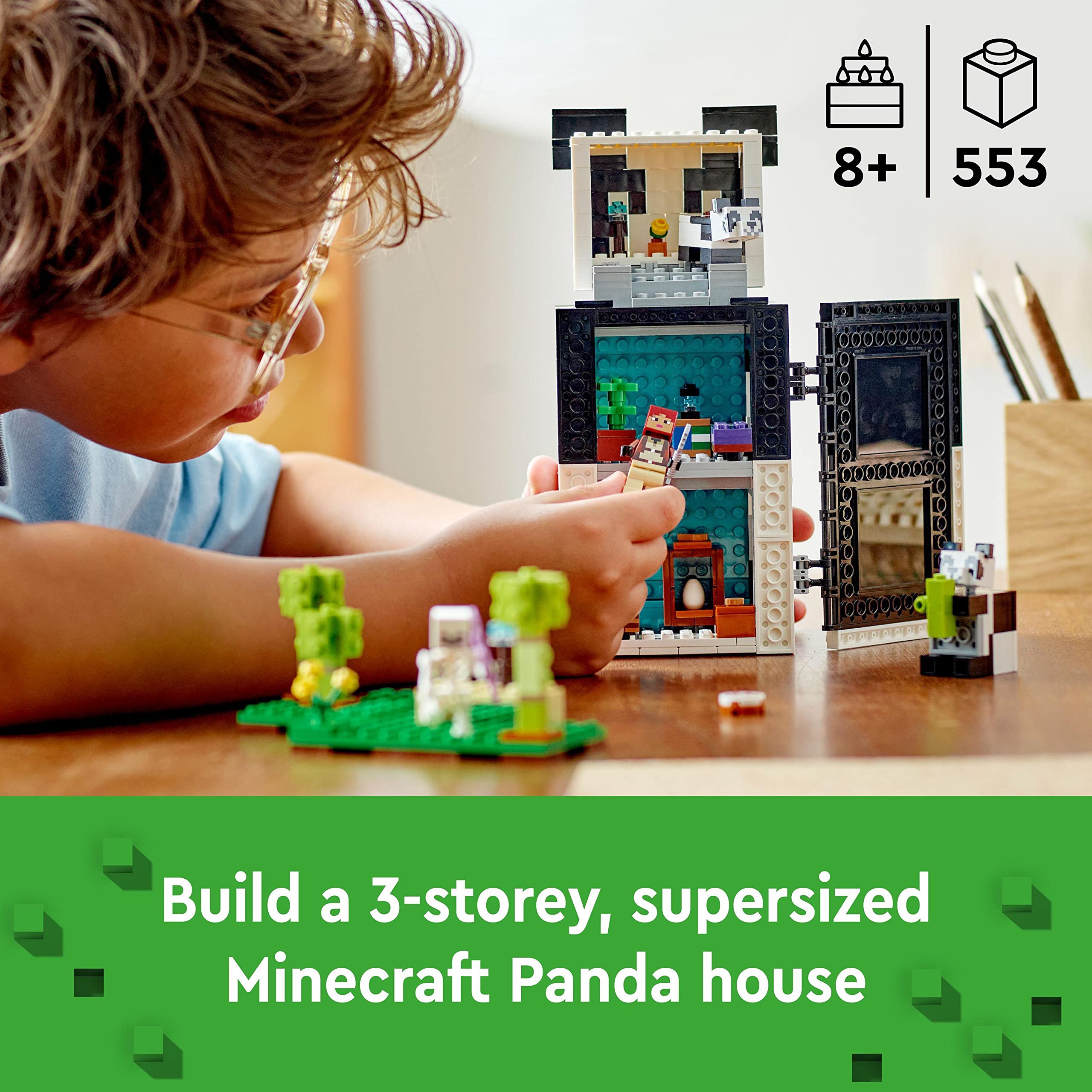LEGO 21245 Minecraft The Panda Haven Set - 3-Floor Movable Panda House Playset for Kids 8+ 11
