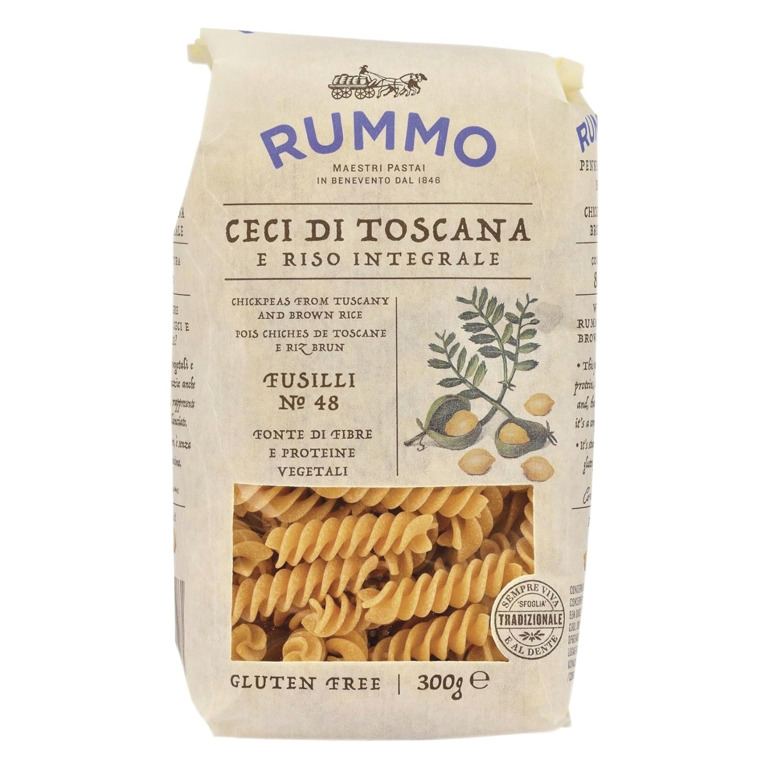 Rummo Chickpea Fusilli No.48 - Gluten-Free Italian Pasta, High In Protein | 300g