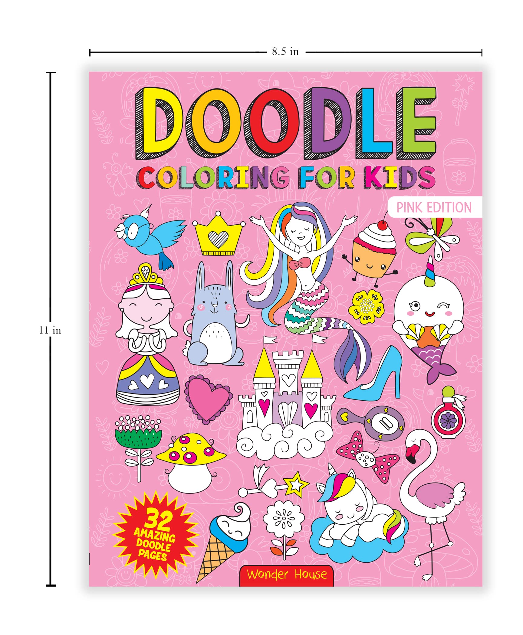 Wonder House Doodle Coloring For Kids - Pink Edition Coloring Book | Ages 3-8 | 32 Pages 4