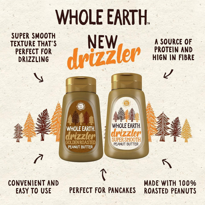 Whole Earth Drizzler Original Roasted Peanut Butter - Super Smooth Squeezy Spread