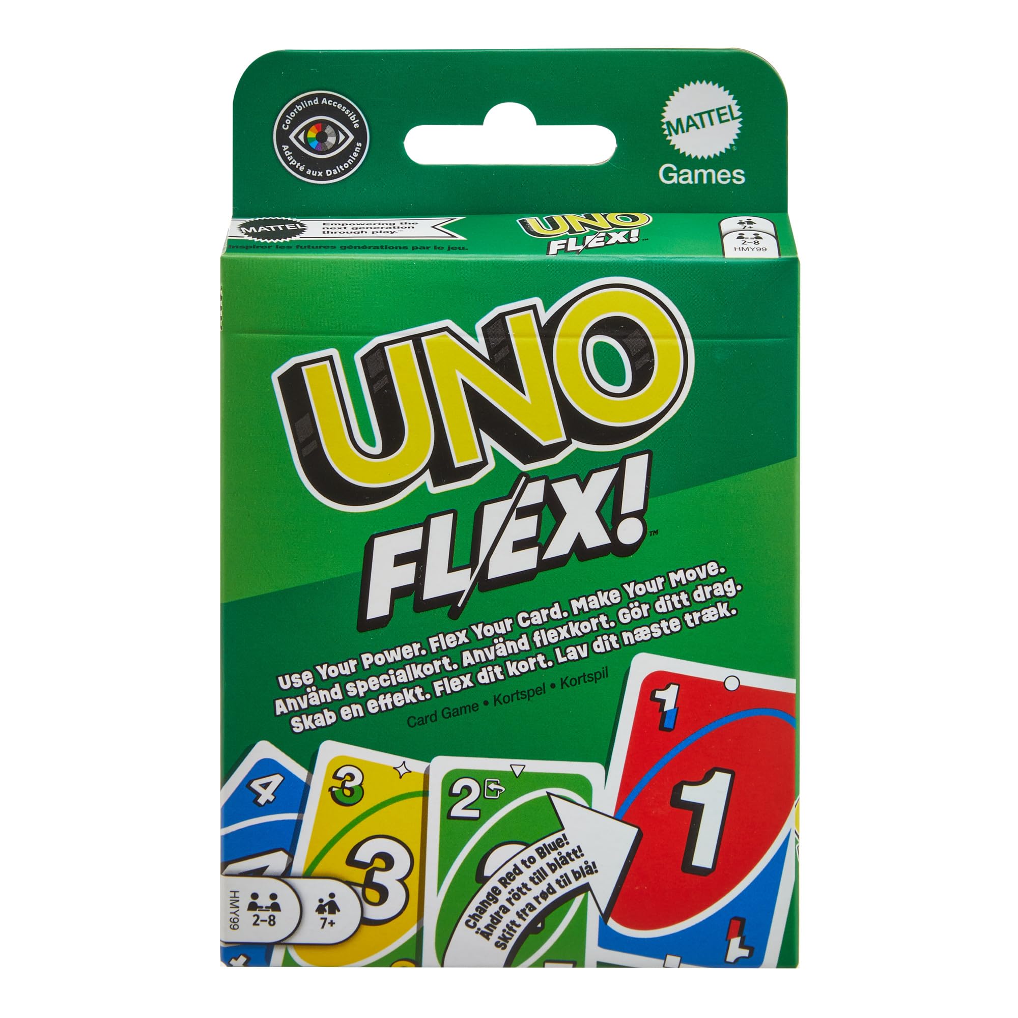 Fisher-Price UNO Flex Card Game - 2 to 8 Players, Ages 7+, Colorblind Accessible, HMY99 1