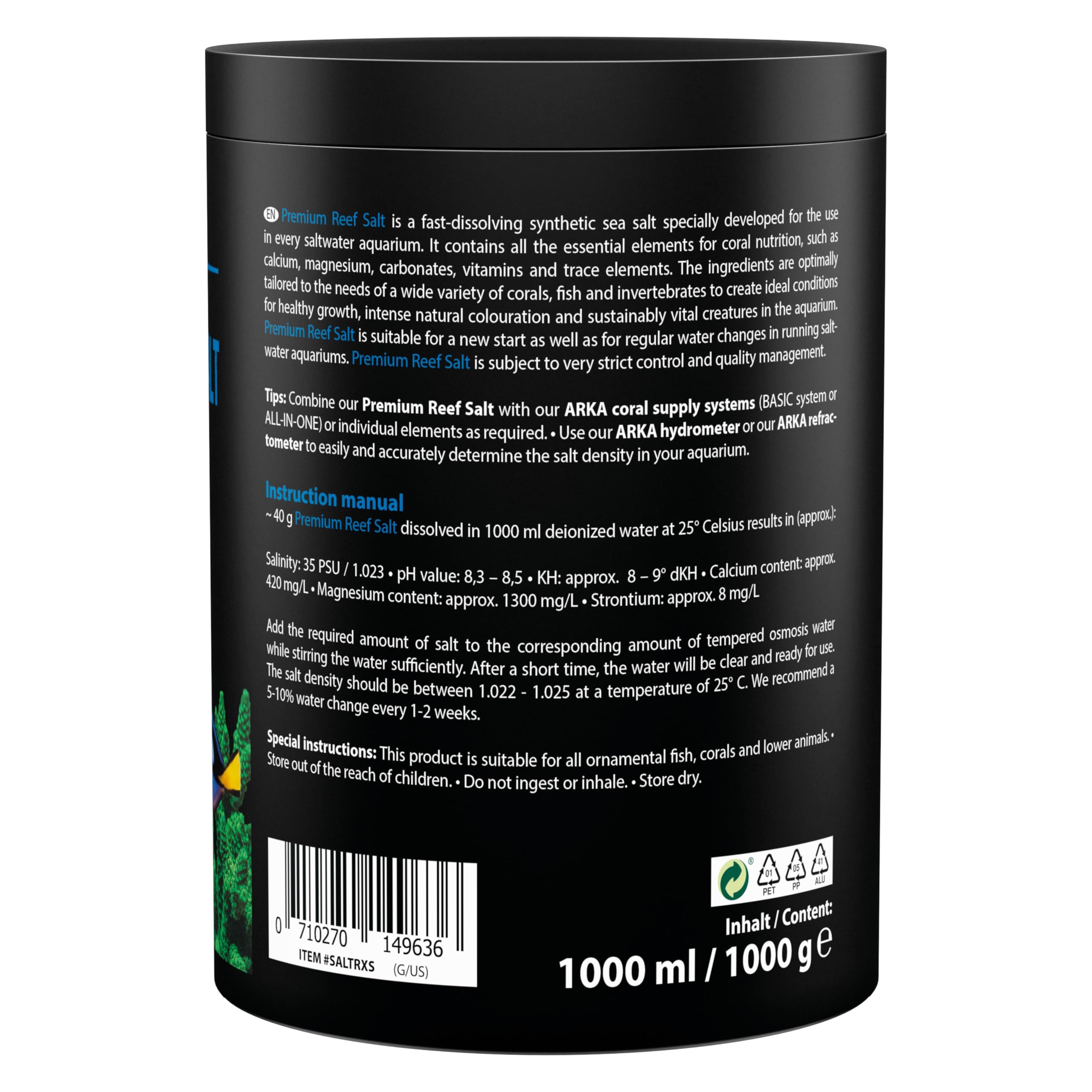 ARKA Premium Reef Salt - Fast Dissolving Marine Salt for Coral Care | 1 kg 3