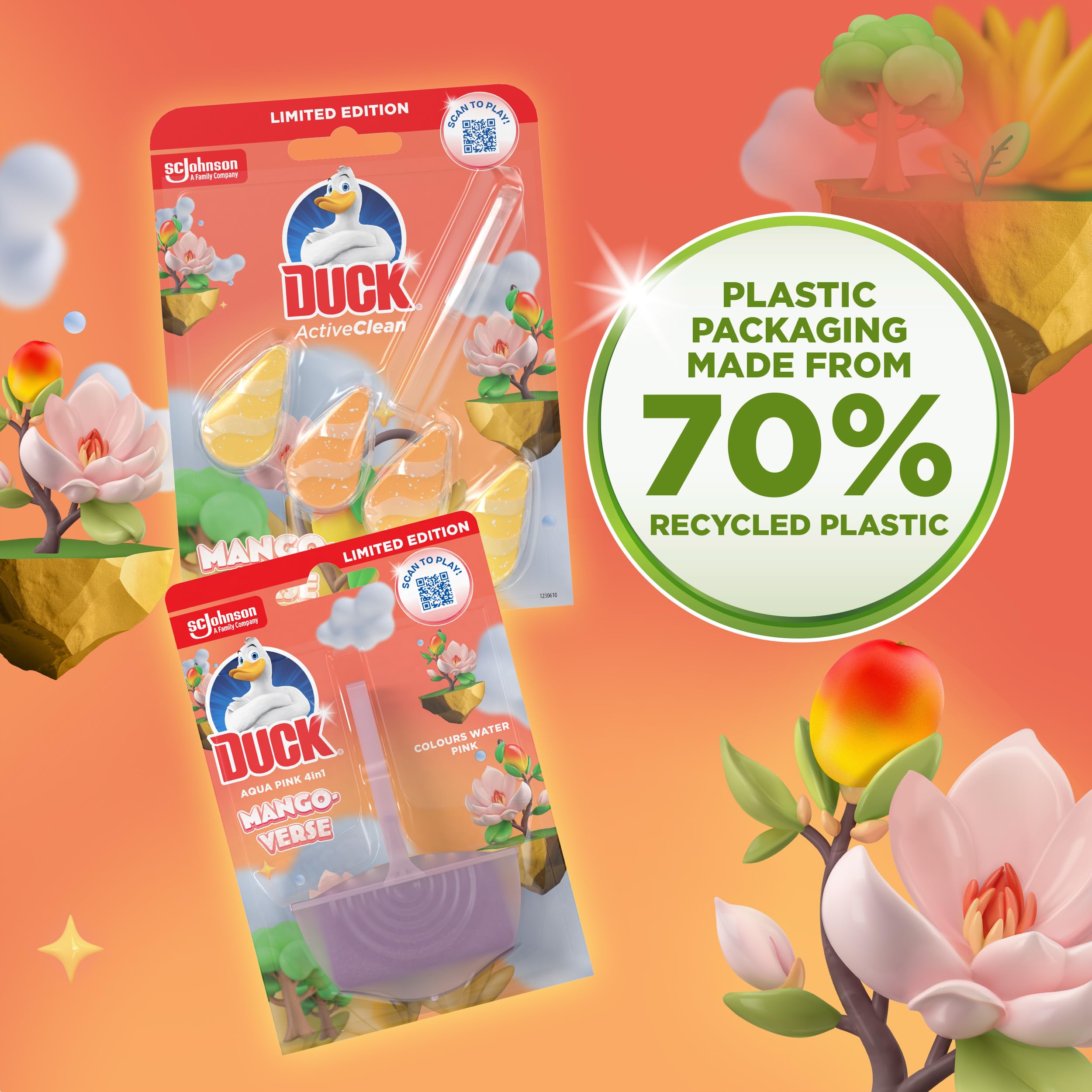 DUCK Active Clean Toilet Rim Block, Mango Verse Scent, Foaming Cleaner | 8 Pack, 38.6 g Each 2