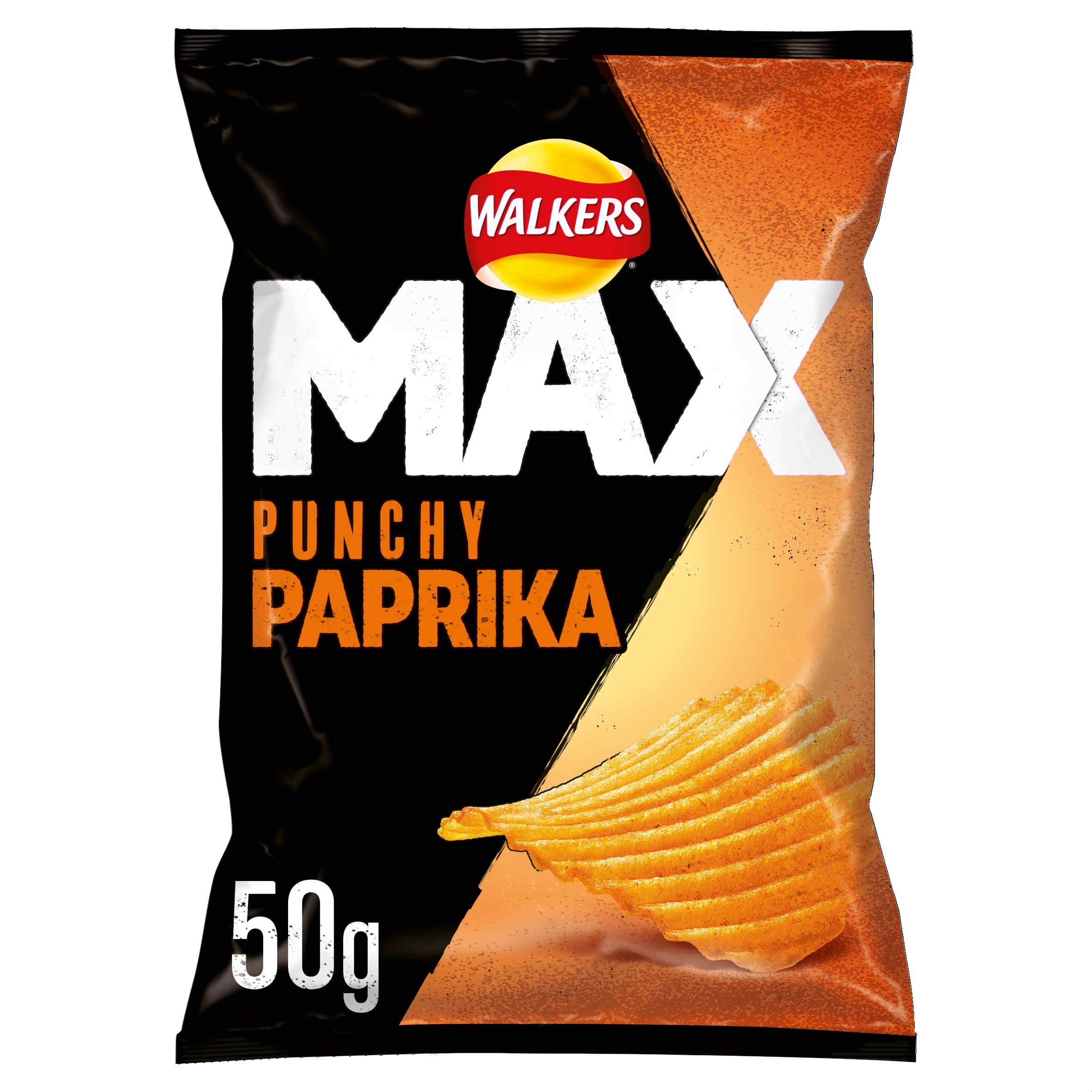 Walkers Max Punchy Paprika Flavour Ridges Crisps 50g 6