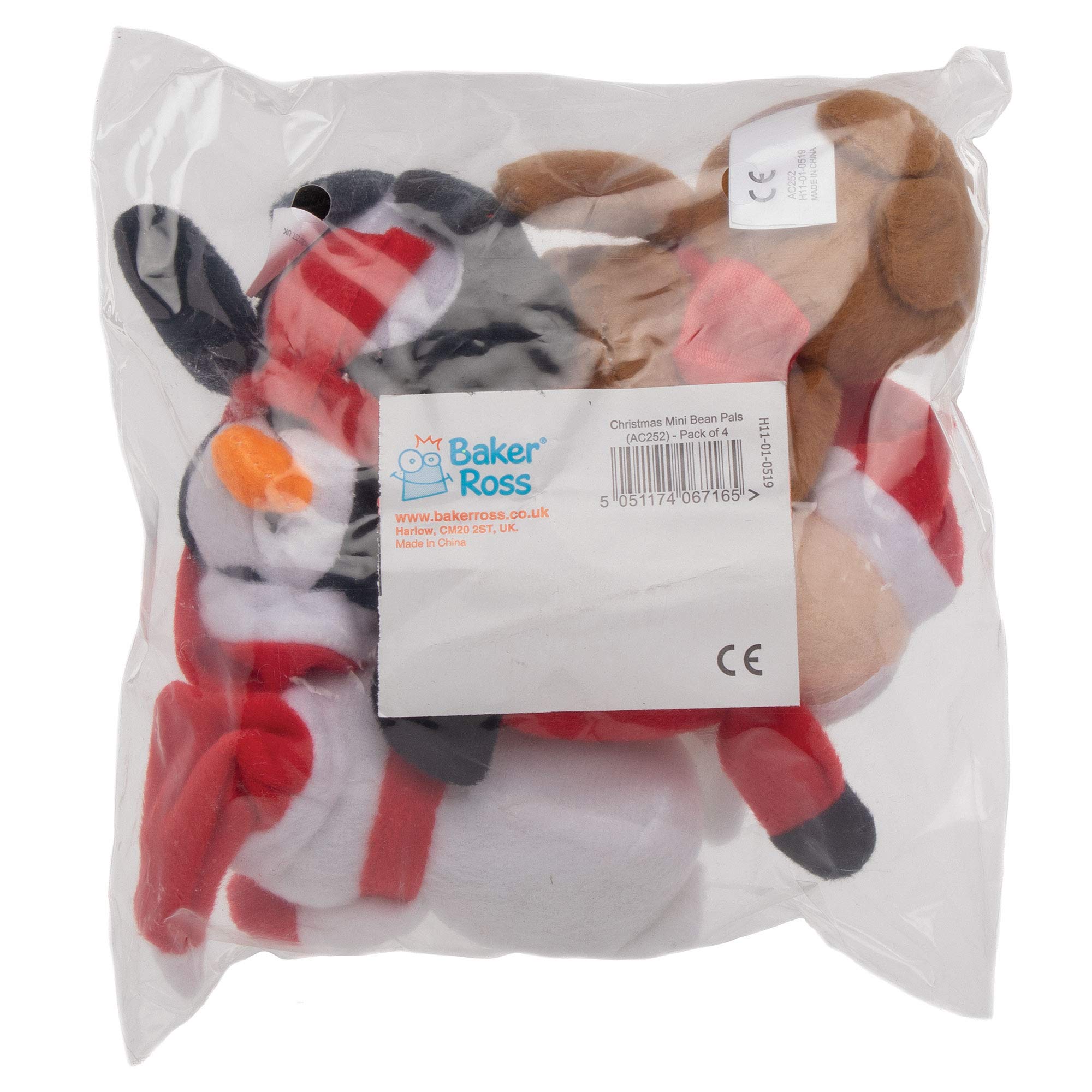 Baker Ross Christmas Bean Pals Cuddly Toys - 4 Assorted Plush Characters for Kids 16