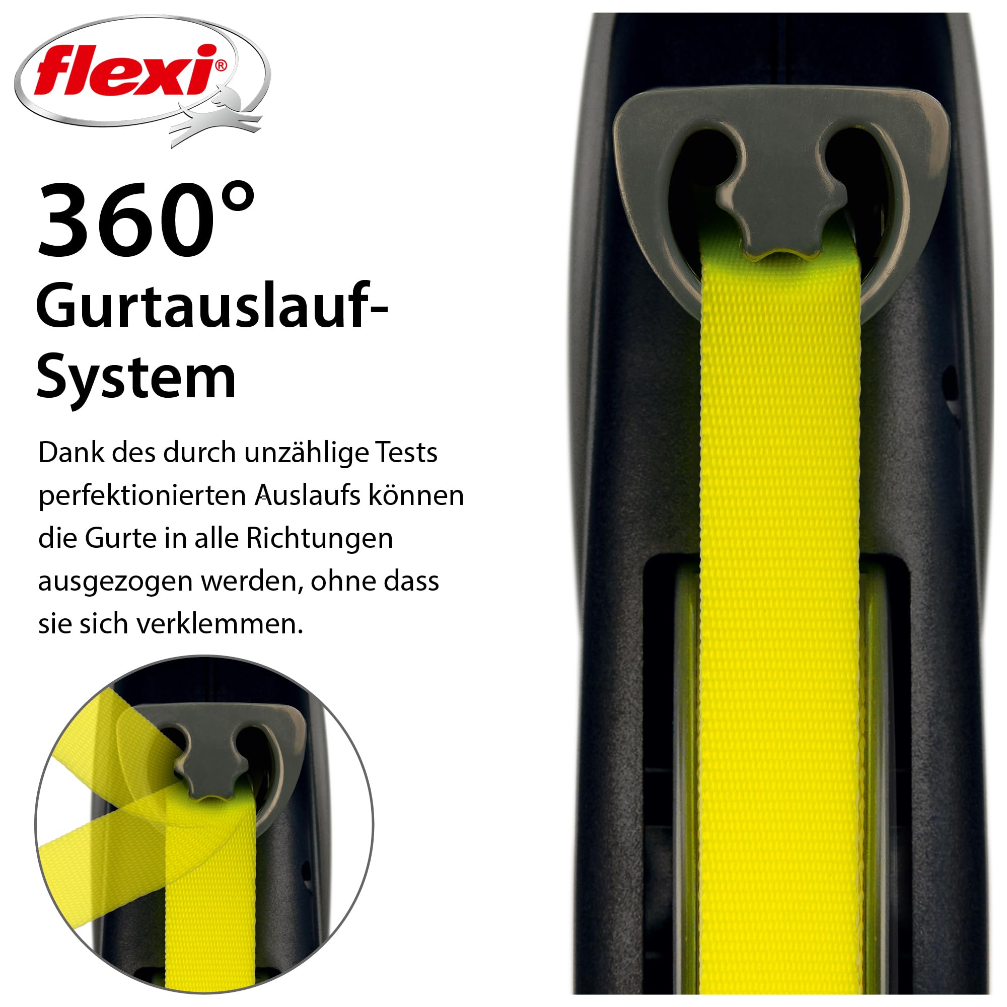 flexi Giant Professional L Retractable Dog Lead - 10m Tape, Up to 50kg | Black/Neon Yellow 4