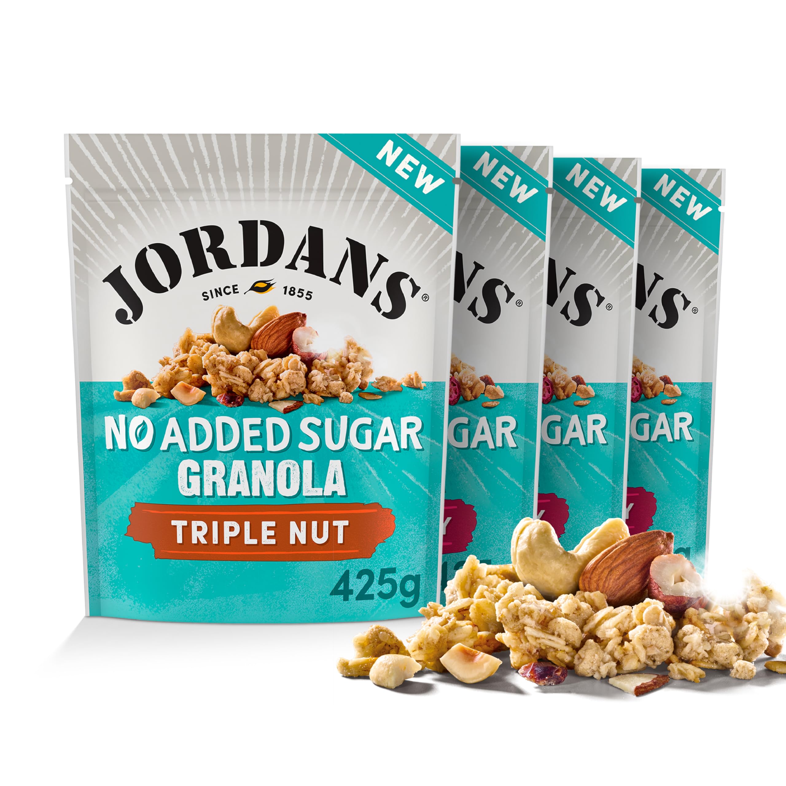 JORDANS No Added Sugar Granola - Triple Nut, High Fibre, 4 x 425g Pack 1