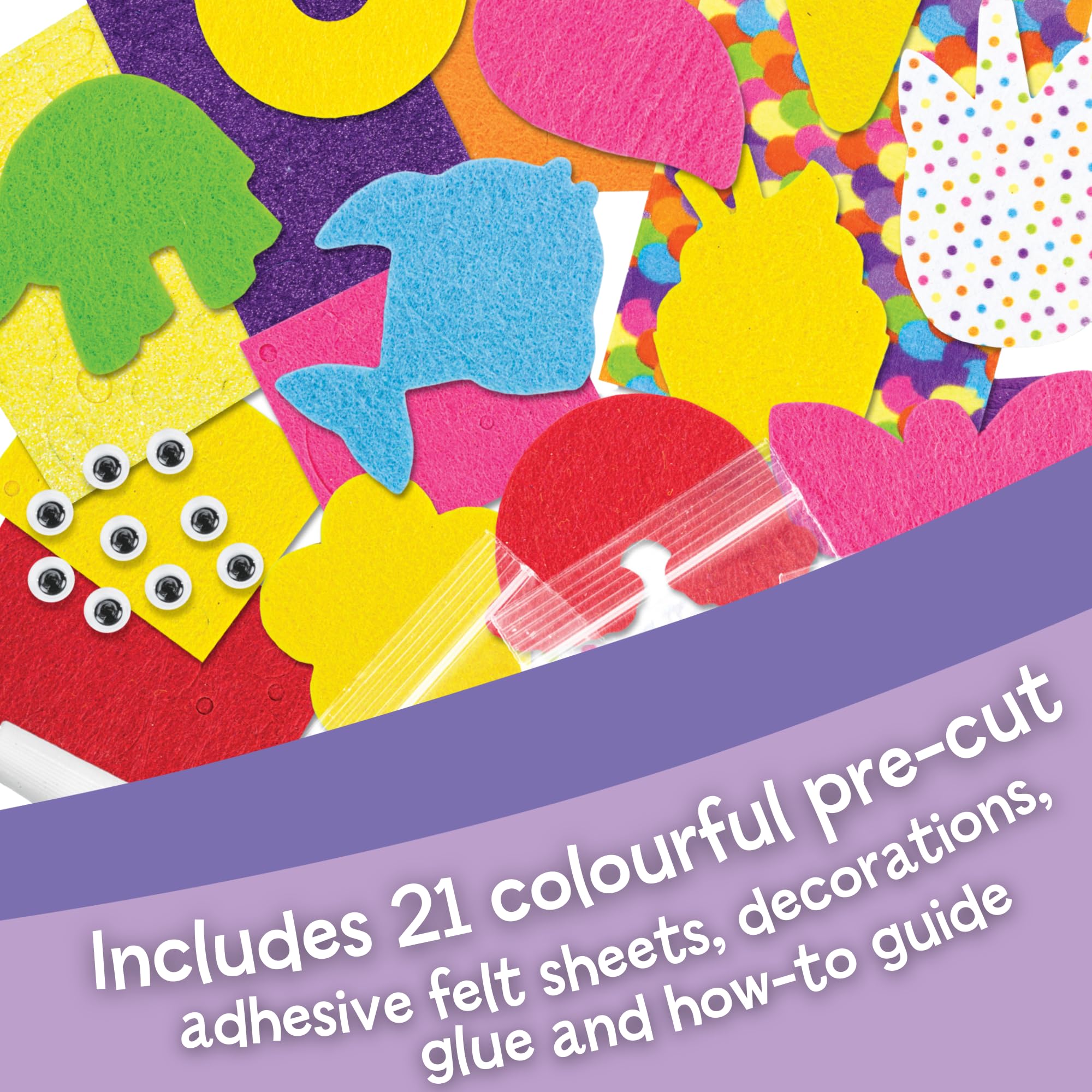 Galt Perfect Patches Arts and Crafts Kit - 10 Fun Fuzzy Felt Faces for Ages 5+