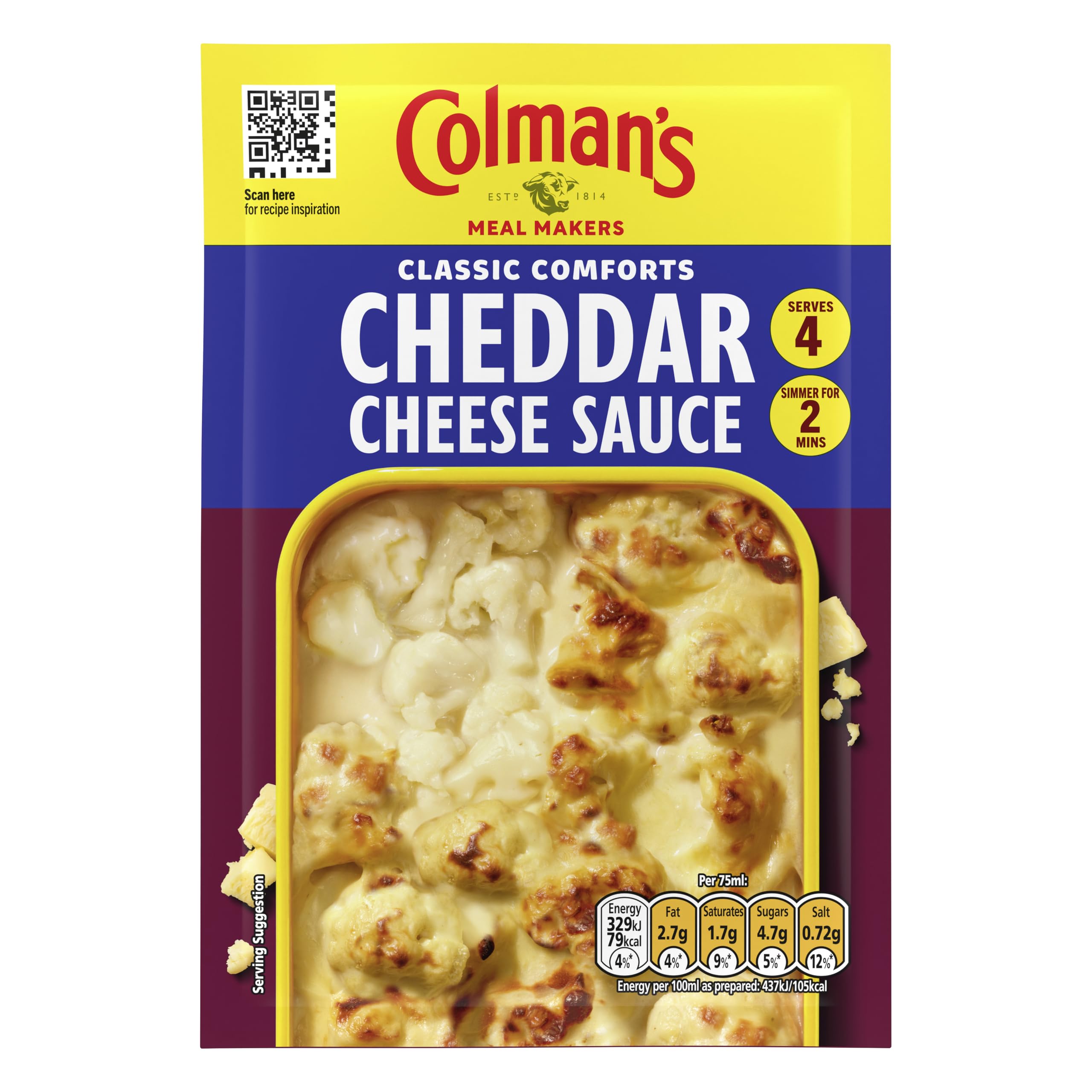 Colman's Meal Maker Cheddar Cheese Sauce Mix - Classic Comforts | 4 Servings | 40g 1