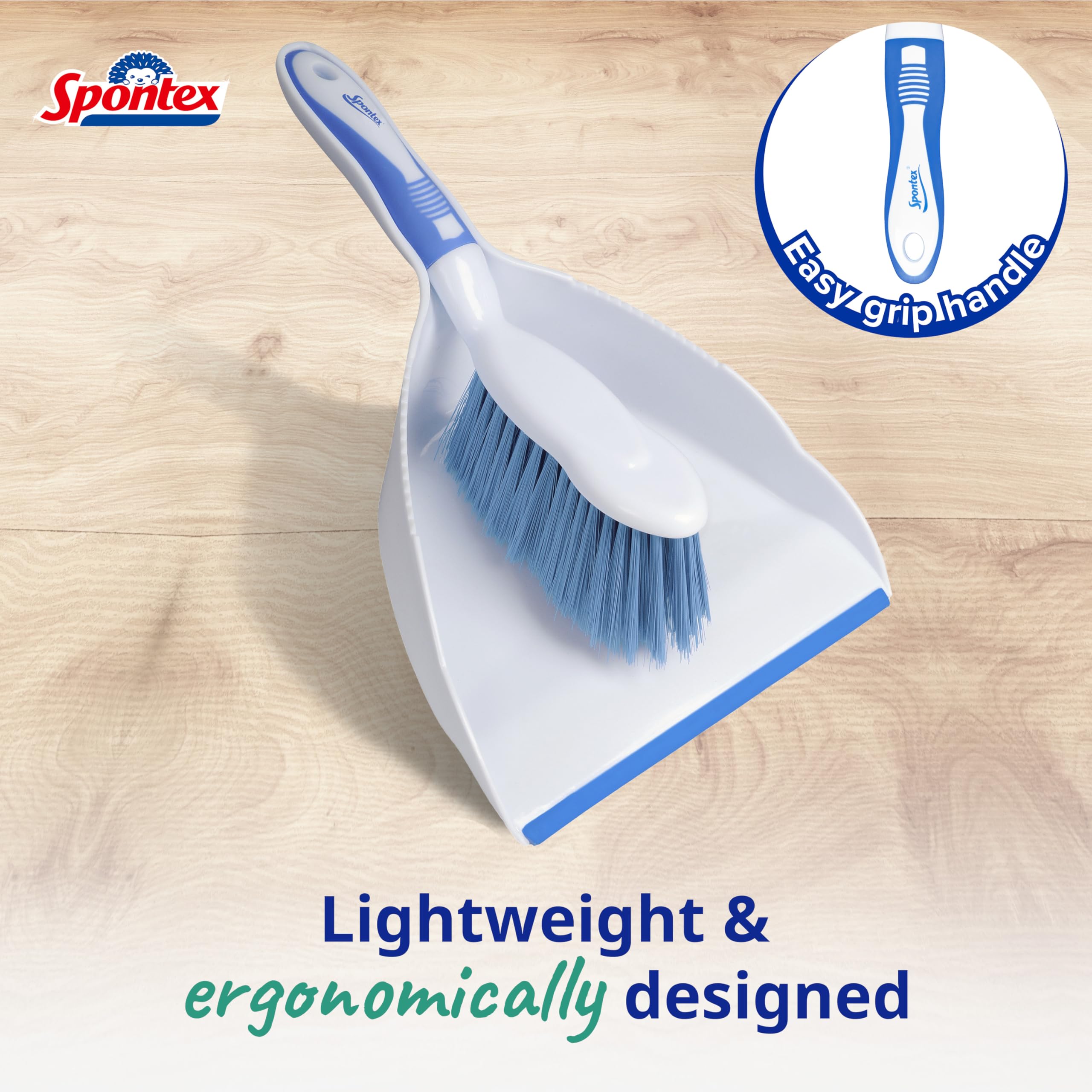 Spontex Dustpan and Brush Set - Large Capacity Dustpan with Rubber Lip | Durable Bristles | White 4