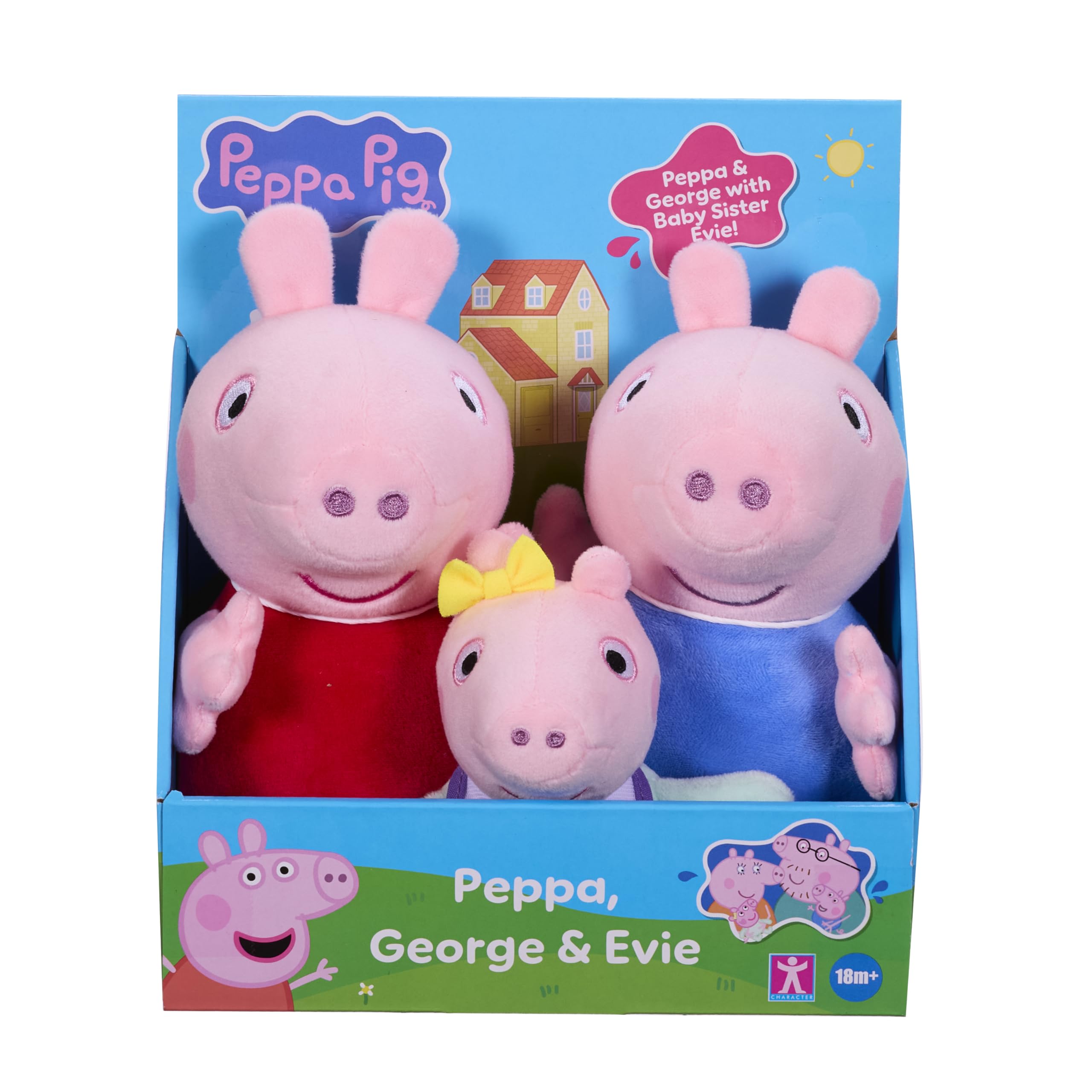 Peppa Pig Peppa, George and Evie 3-Pack Plush Soft Toys - Super-Soft Stuffed Animals for Toddlers 18 Months & Up 1