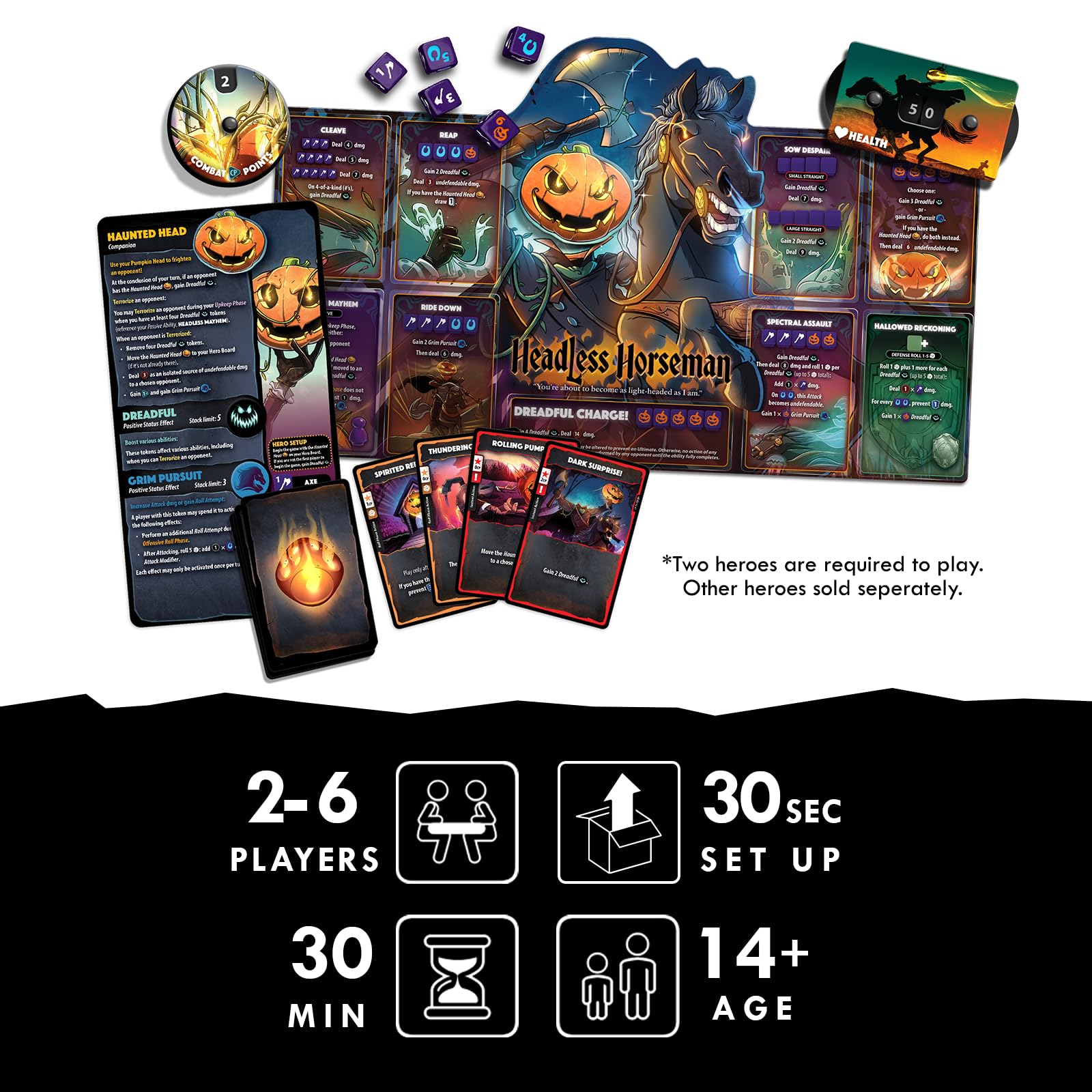 Dice Throne Headless Horseman Hero Pack - Haunted High-Speed Playstyle | Compatible with All Seasons | 2-4 Players 2