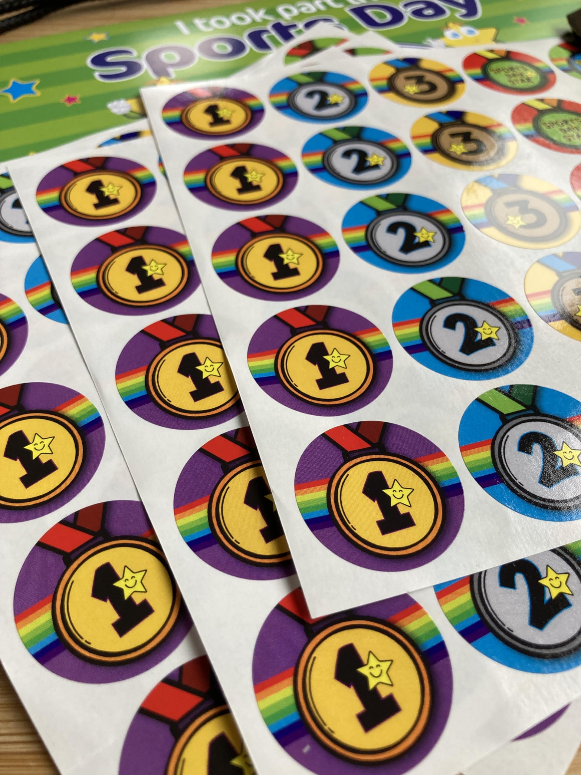 SuperStickers Sports Day Stickers Variety Pack - 1st, 2nd, 3rd & Star | 125 Stickers, 28mm 5