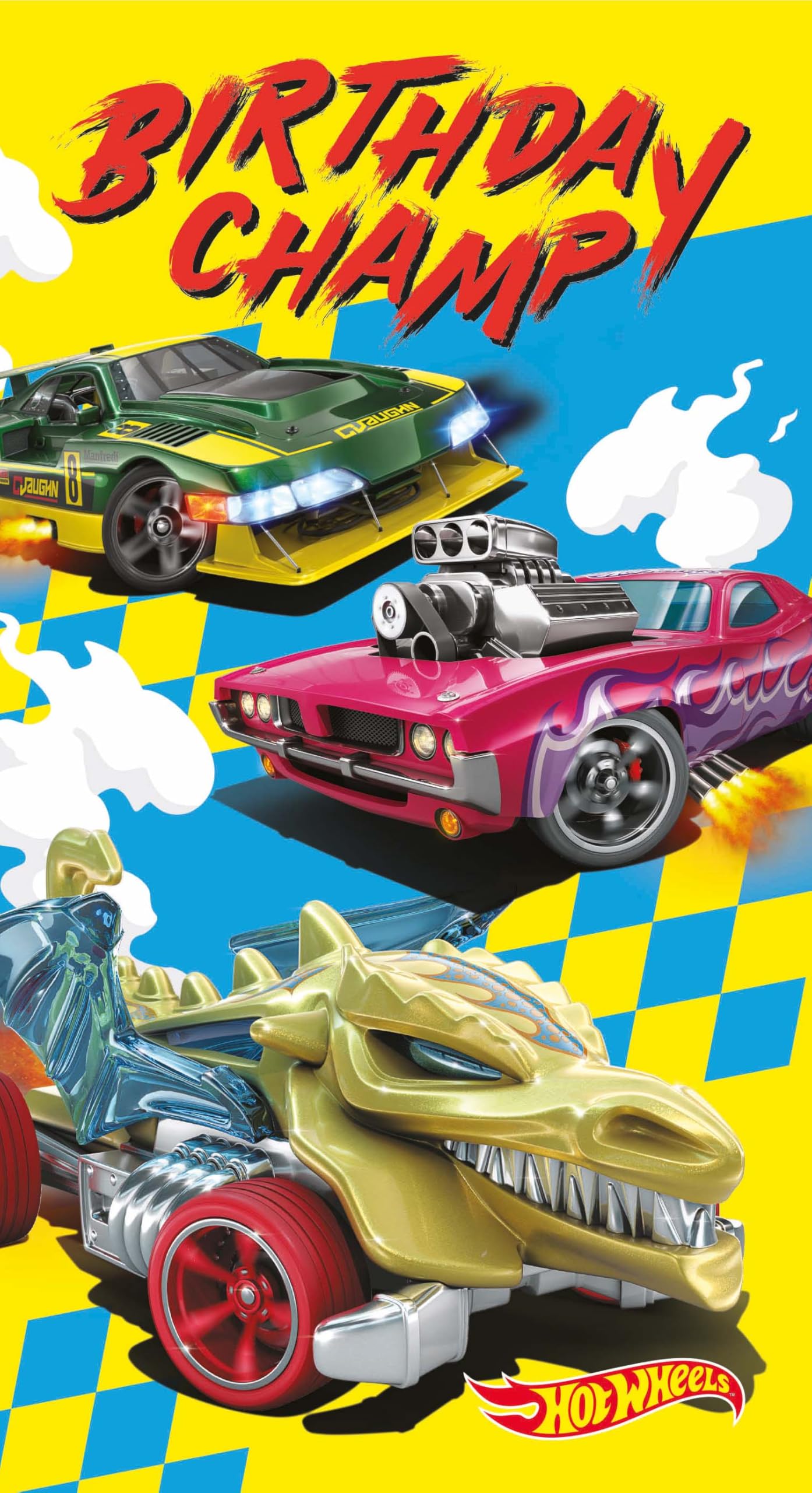 Danilo Promotions LTD Hot Wheels Birthday Card 'Birthday Champ' for Baby Boys | Multi Color 1