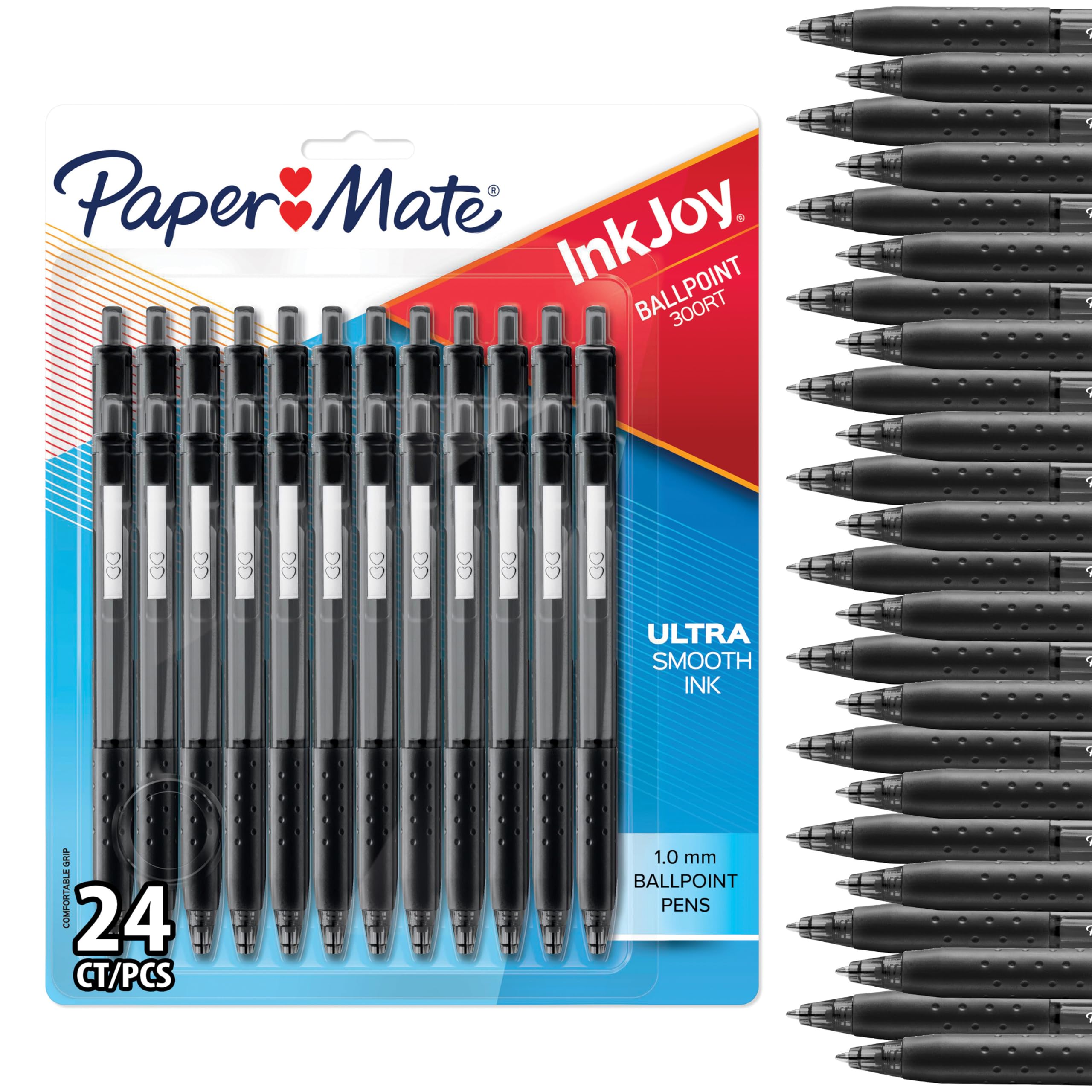 Paper Mate InkJoy 300RT Retractable Ballpoint Pens - Ultra-Smooth Ink | 1.0mm Medium Point | 24 Black Pens 1