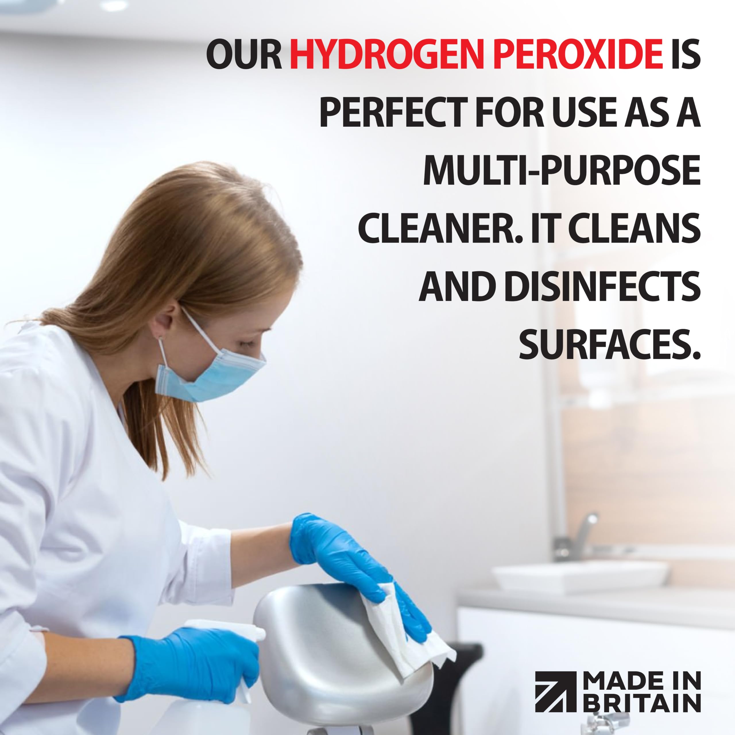 ChemLab McKLords Hydrogen Peroxide 3% Multi-Purpose Cleaner | 1 Litre Liquid | Made in UK 2