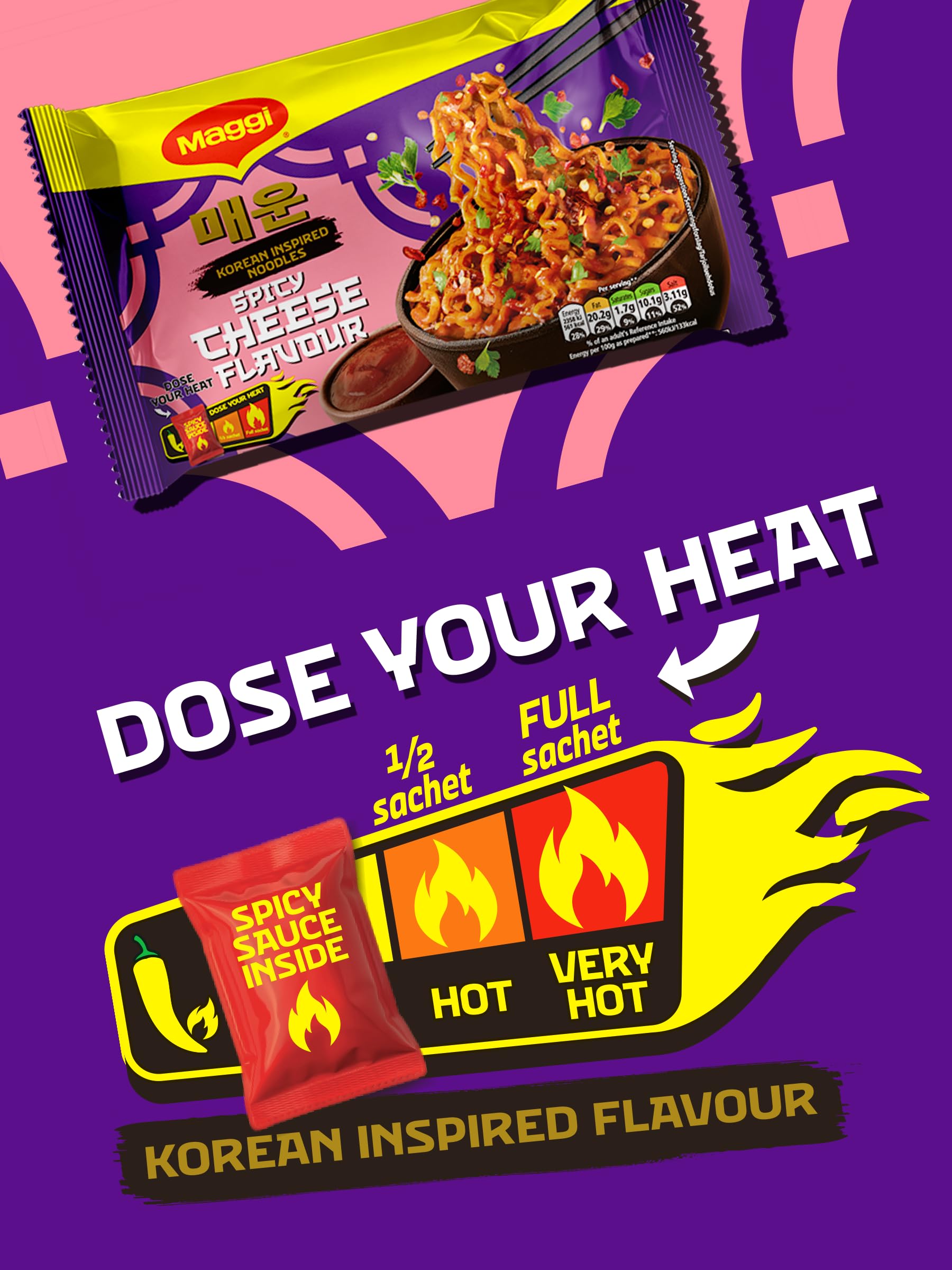 MAGGI Korean Inspired Noodles Spicy Cheese Flavour - 130g 4