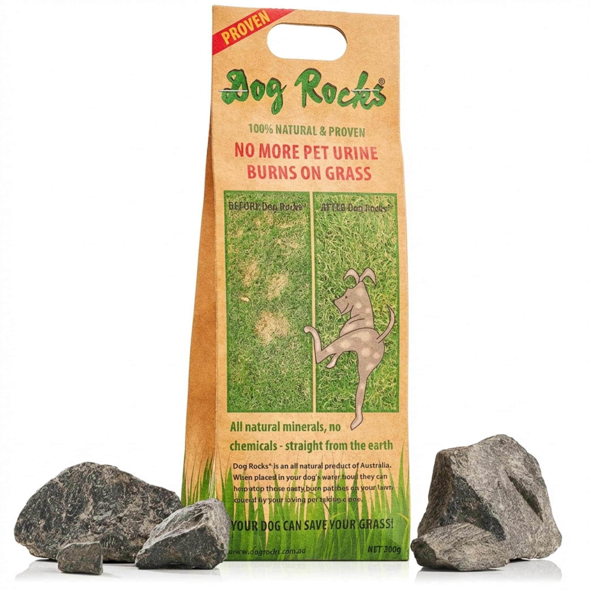 Dog Rocks Urine Patch Preventer - All-Natural Lawn Protection | 200g Bag 1