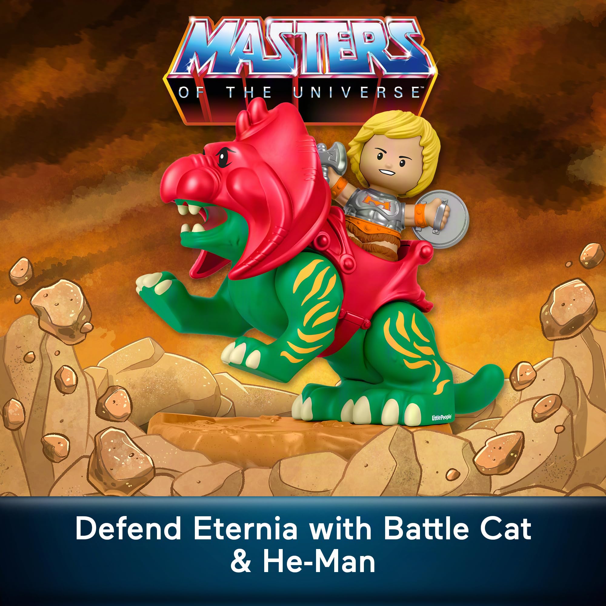 Little People COLLECTOR Masters of the Universe He-Man & Battle Cat Playset - 4 Figures, Ages 8+