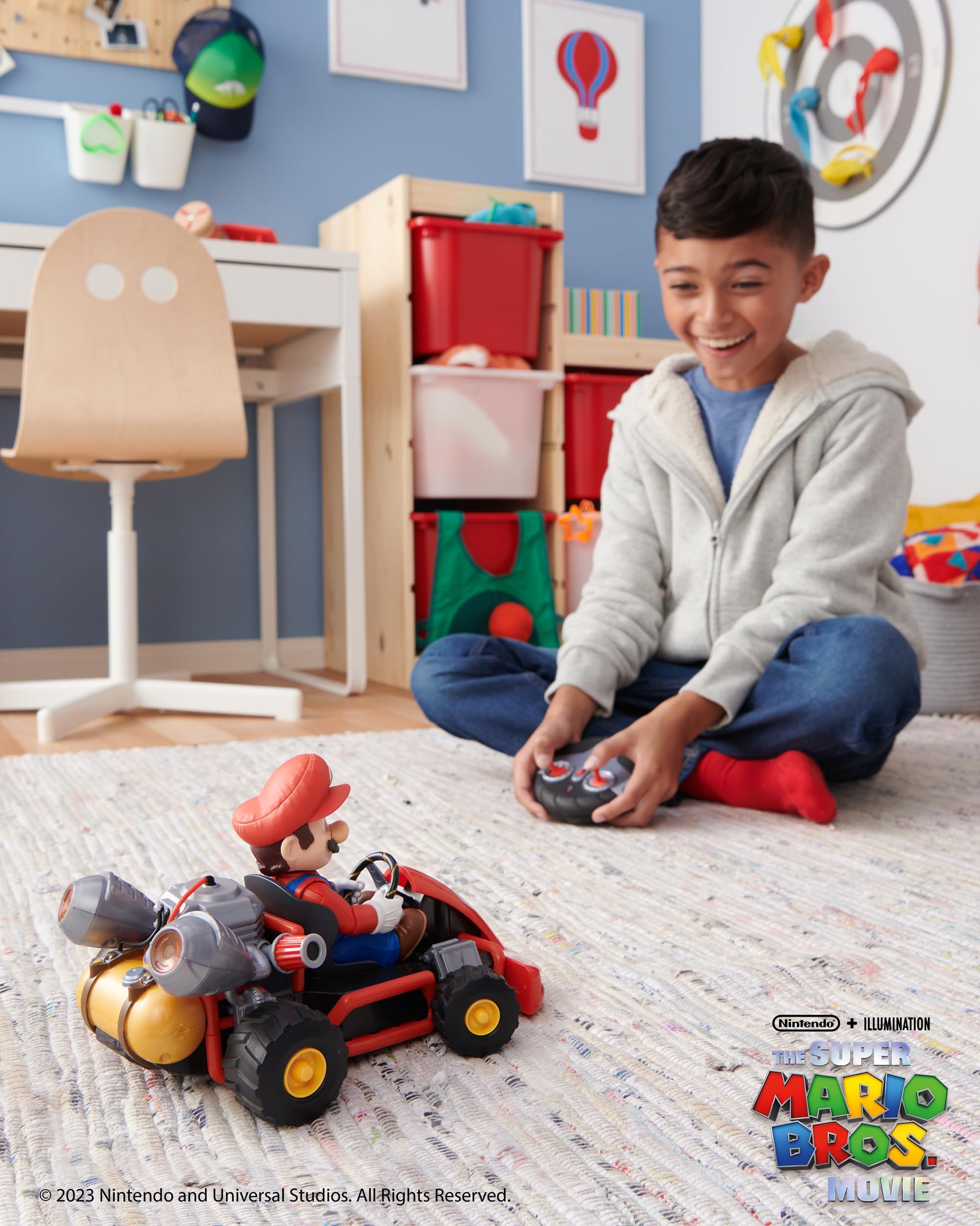 THE SUPER MARIO BROS. MOVIE R/C Car - Full Function 2.4GHz | 100ft Range | Mario Figure Moves | Flashing Light