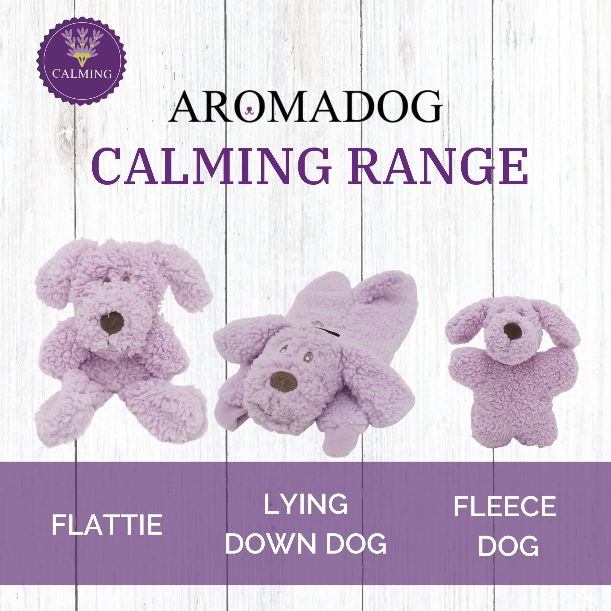 AROMADOG Calm Fleece Laying Down Dog Toy - Lavender Scented, Stuffing-Free, Squeaker | 33cm 7