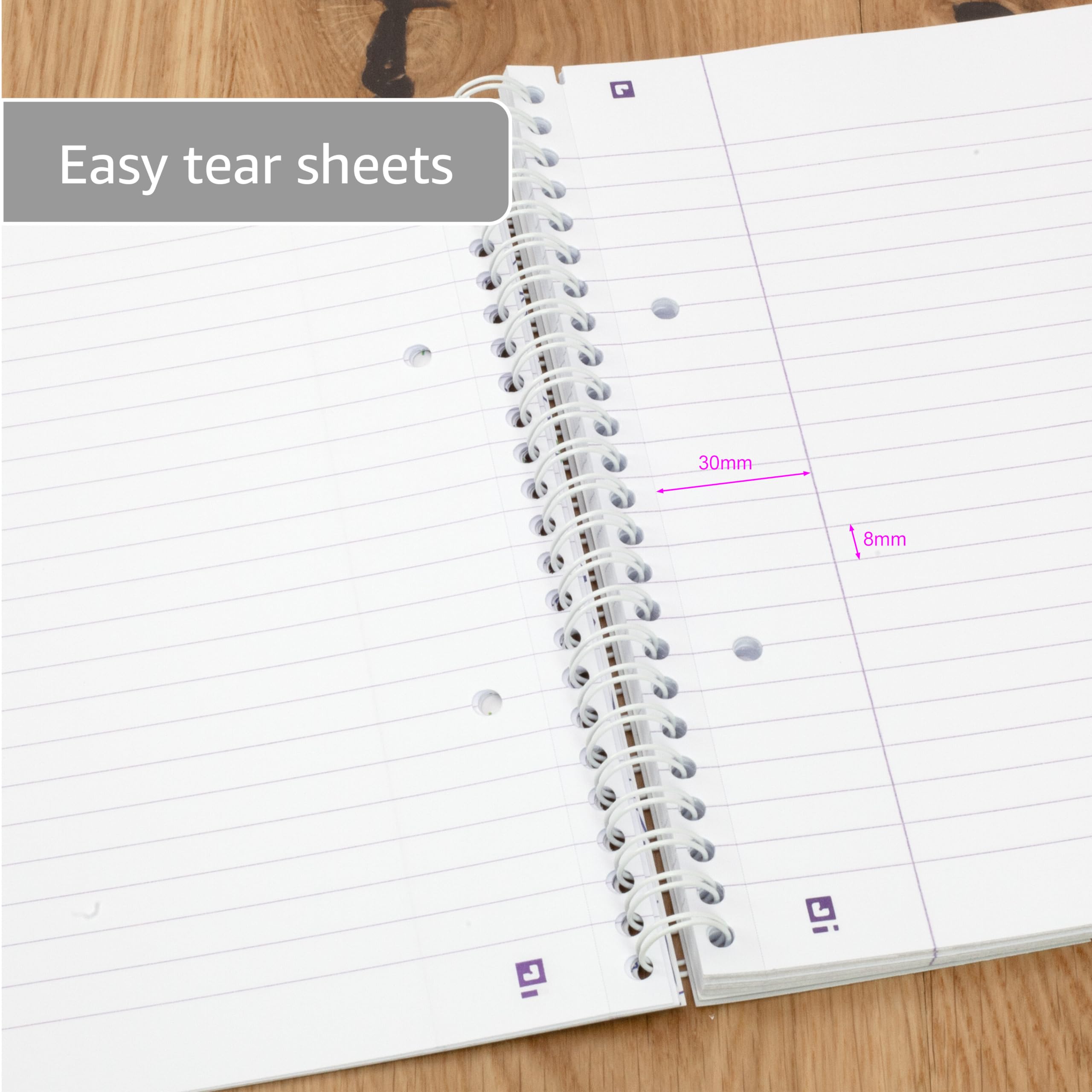 Oxford Campus A5 Wirebound Notebook - 140 Pages, 8mm Lined with Margin, Pastel Colors | PEFC Certified 6