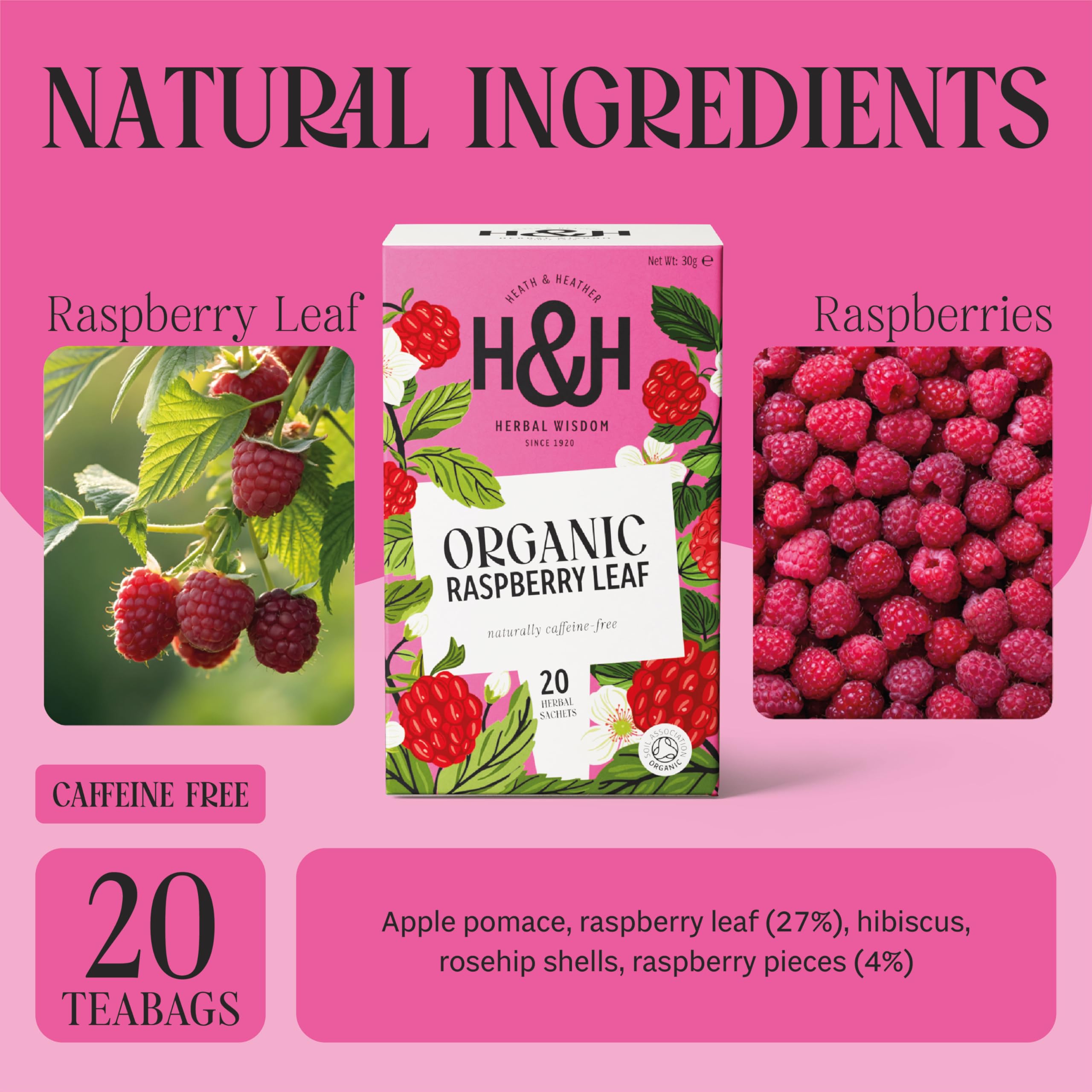 Heath & Heather Organic Raspberry Leaf Herbal Tea - Supports Women's Health | 20 Count Teabags 2