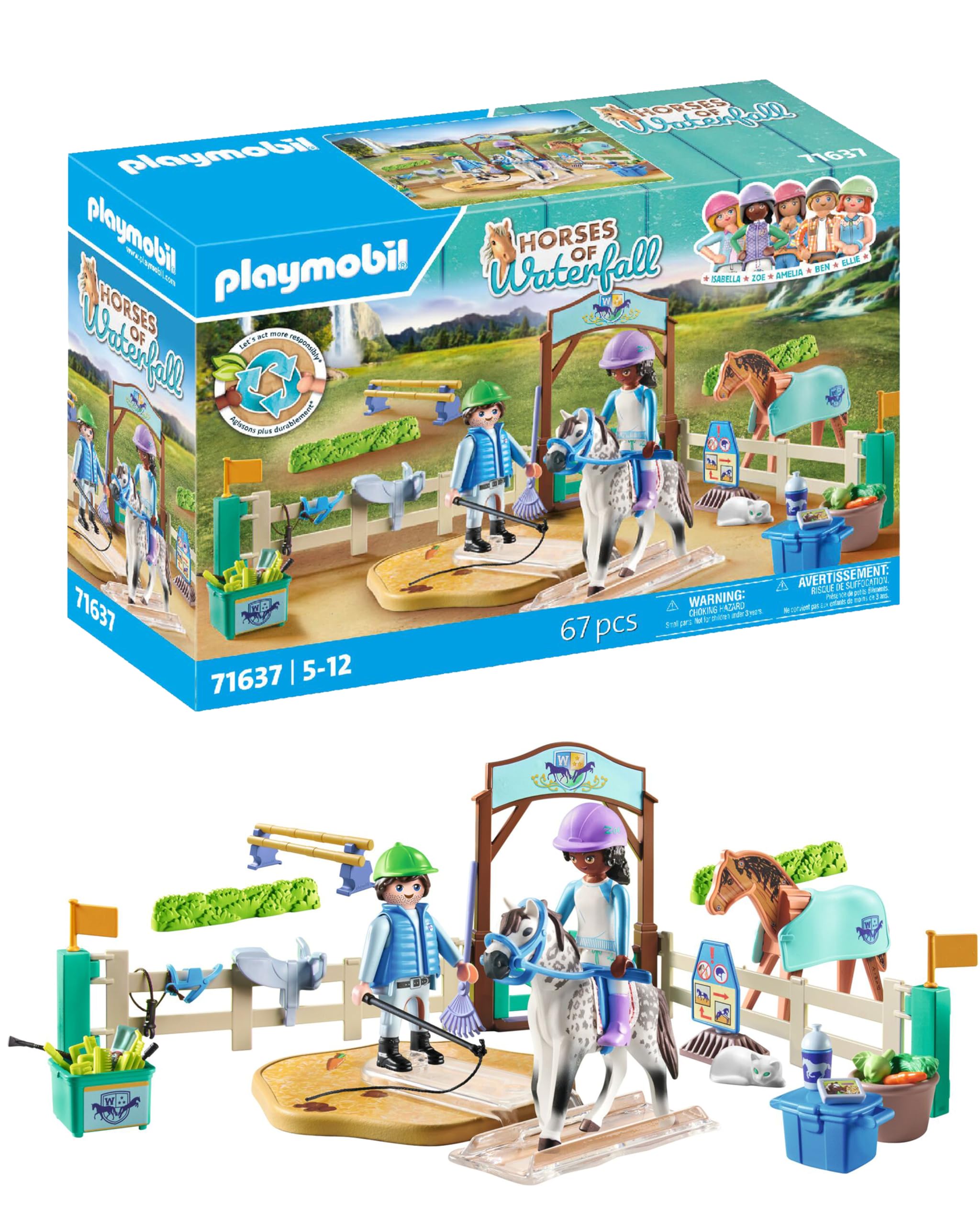Playmobil 71637 Horses of Waterfall: Modern Riding School Playset for Kids 5+ 7