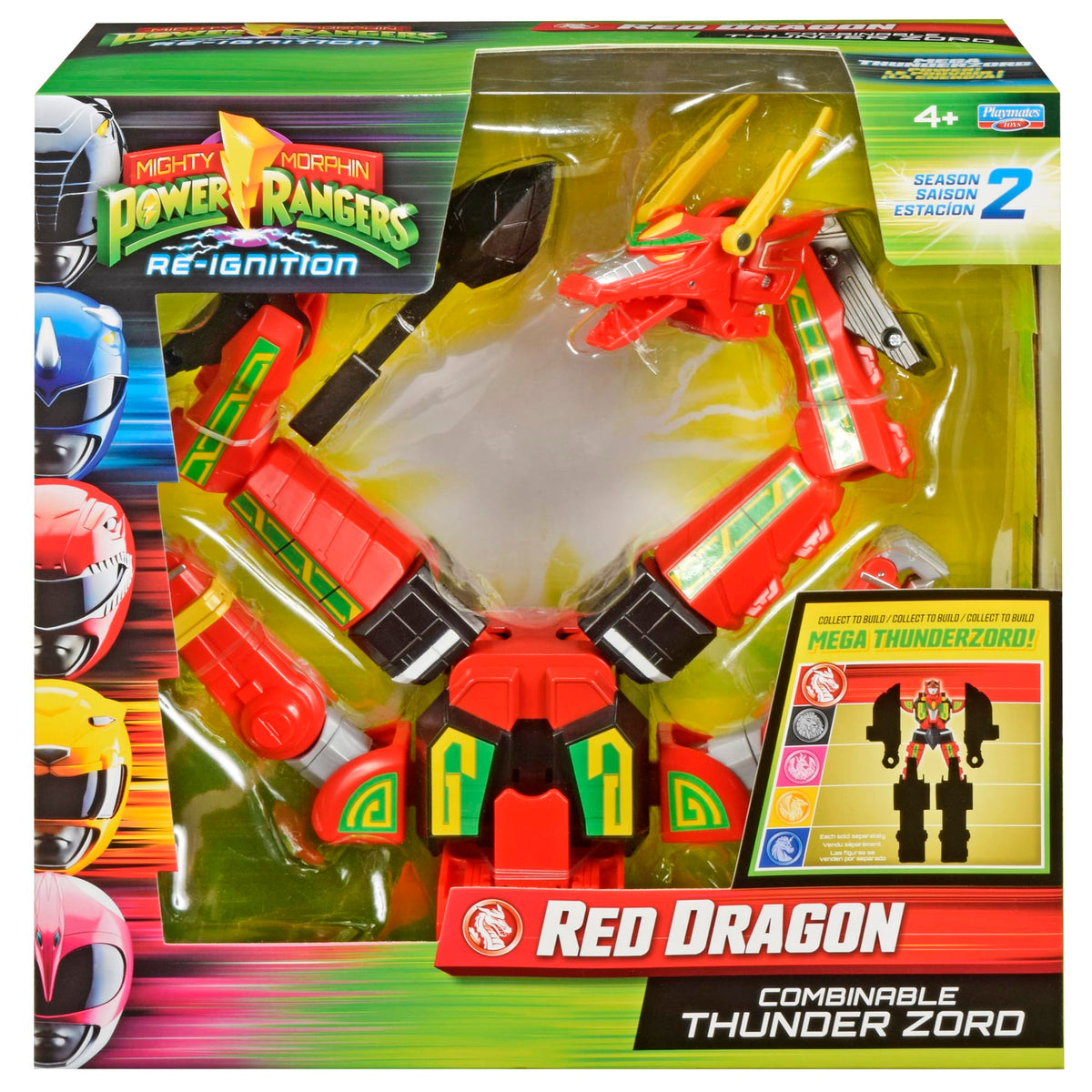 Power Rangers Red Dragon Thunderzord Action Figure - Mighty Morphin Zord, 2 Modes, Ages 4+