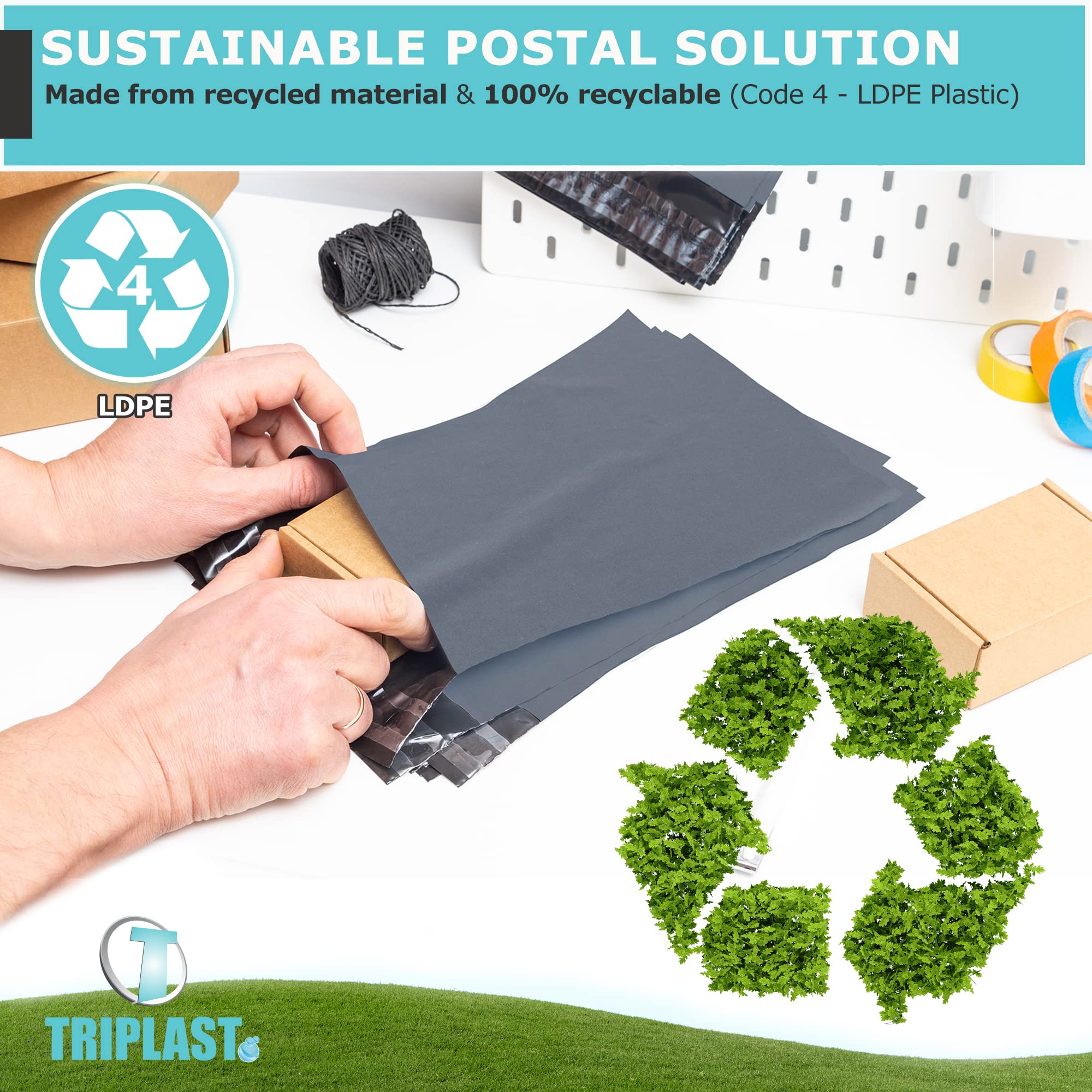 Triplast Grey Parcel Postage Mailing Bags - 17 x 24" (425x600mm) | 55mu LDPE | Pack of 50 6
