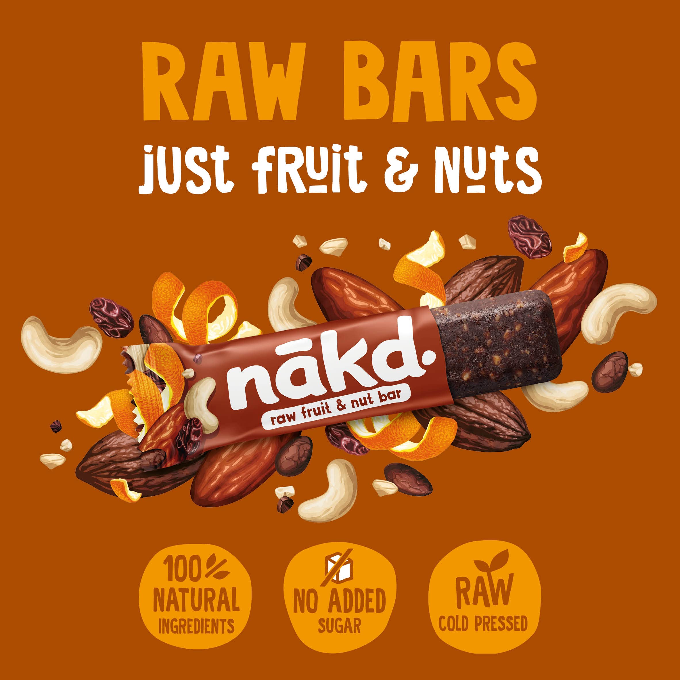 Nakd Cocoa Orange Natural Fruit & Nut Bars - Vegan Gluten Free Snack - 35g x 18 3