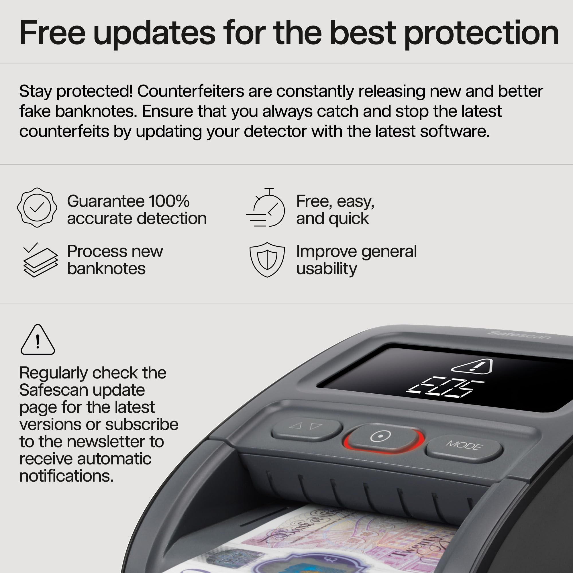 Safescan 155-S Automatic Counterfeit Money Detector | Verifies GBP, EUR, SCT, NIR | Compact POS Design 4
