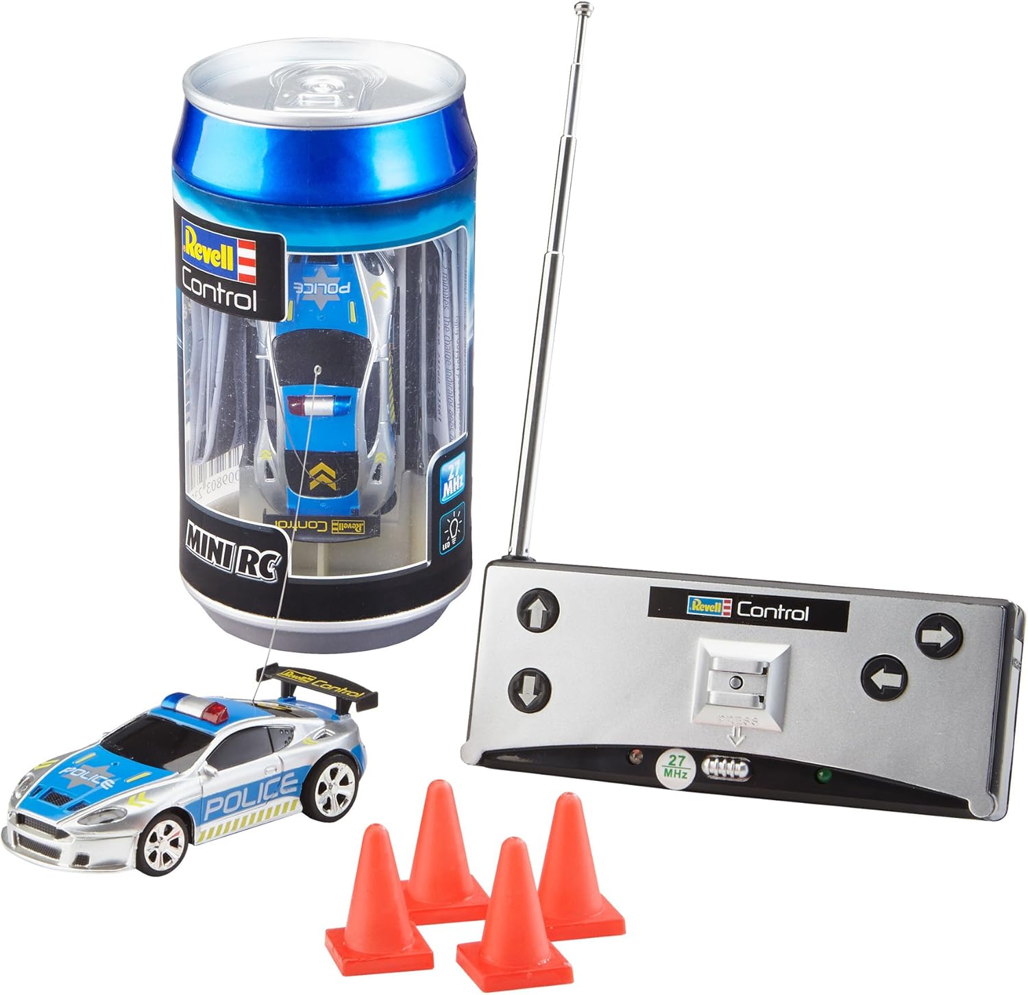 Revell 23559 Mini RC Police Car - 27MHz Remote Control with LED Lights, Fast Charging, Long Play Time