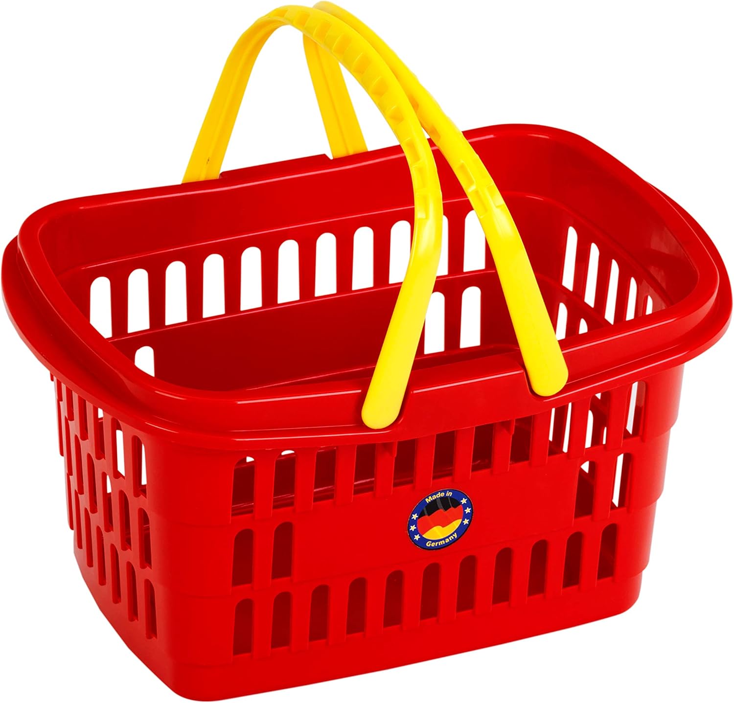 Theo Klein Pretend Play Shopping Basket for Kids - Durable Plastic Toy Grocery Bag with Handle, Multicolored
