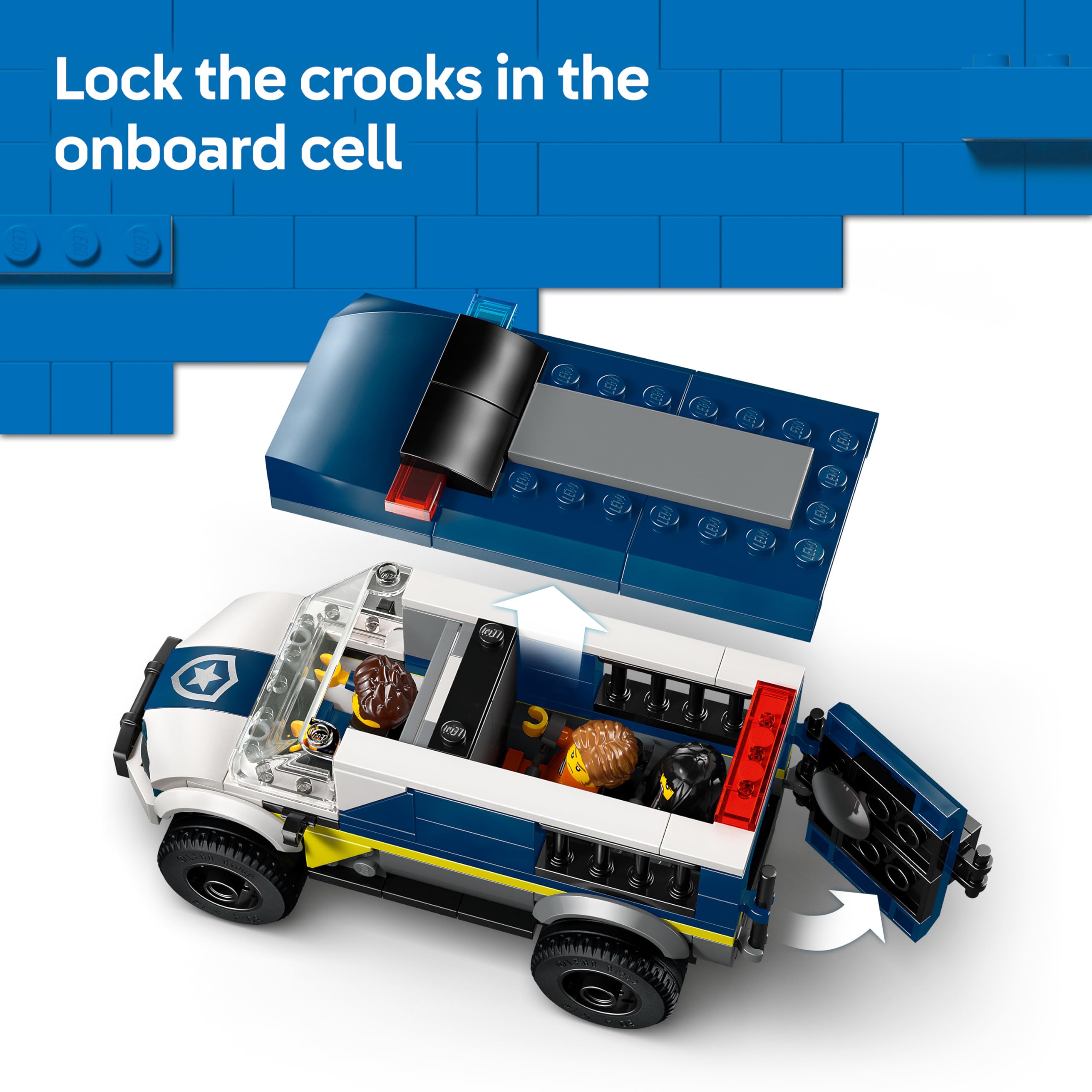 LEGO City Police Prisoner Transport Van Toy Set 60479 with Motorbike for Ages 6+ 5