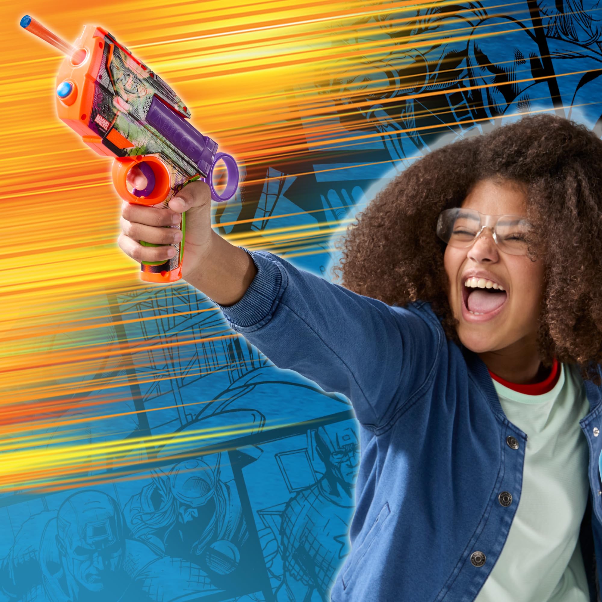 Nerf Marvel Hulk Dart Blaster with 2-Dart Capacity, Pull-Back Priming | Ages 8+ 9
