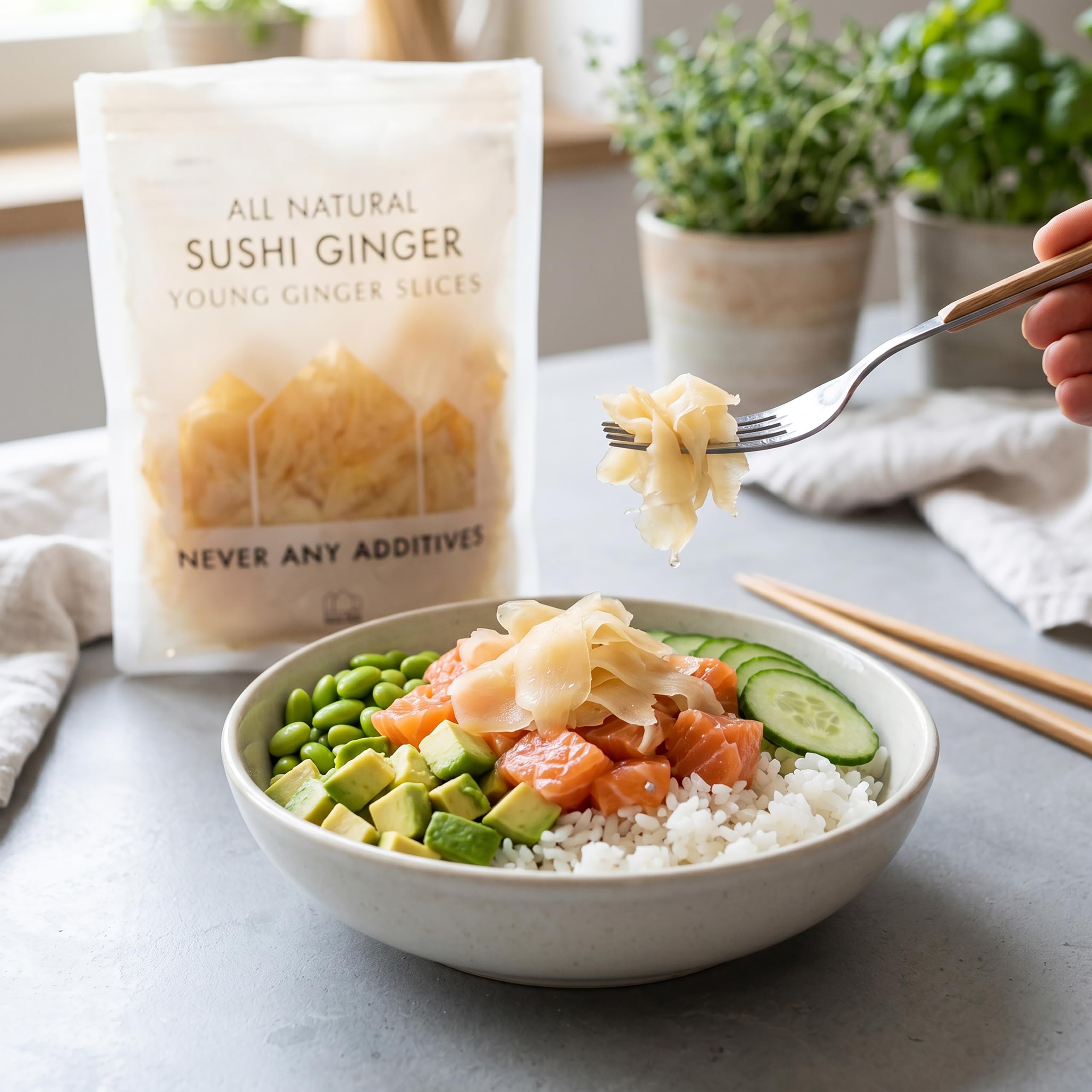 Emma Basic Sushi Ginger - 1Kg Bag | Sliced Young Ginger | Vegan, Gluten-Free 2