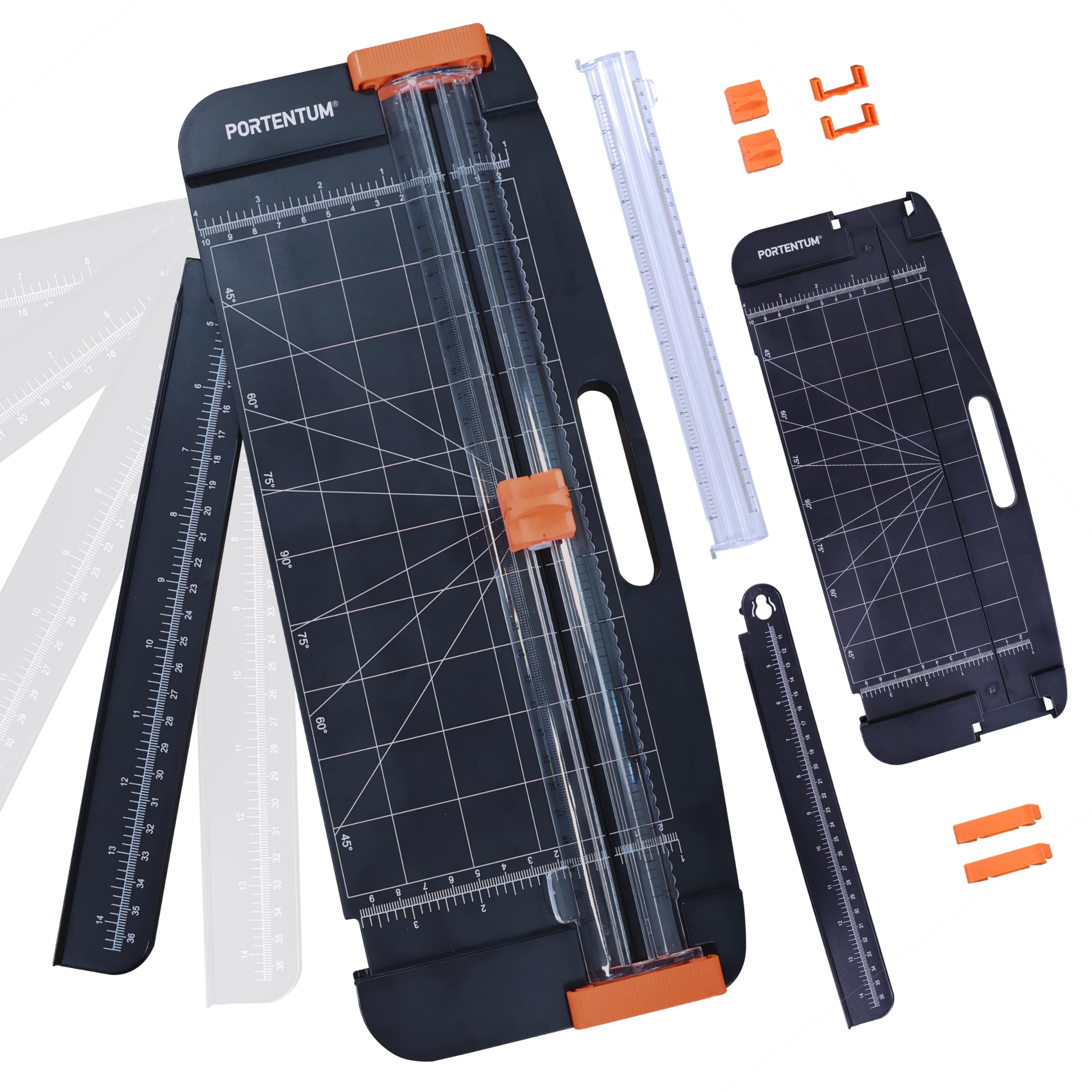 PORTENTUM A4 Paper Cutter with Scoring Tool - Cuts 12 Sheets | Extendable Ruler | Model PCS-1